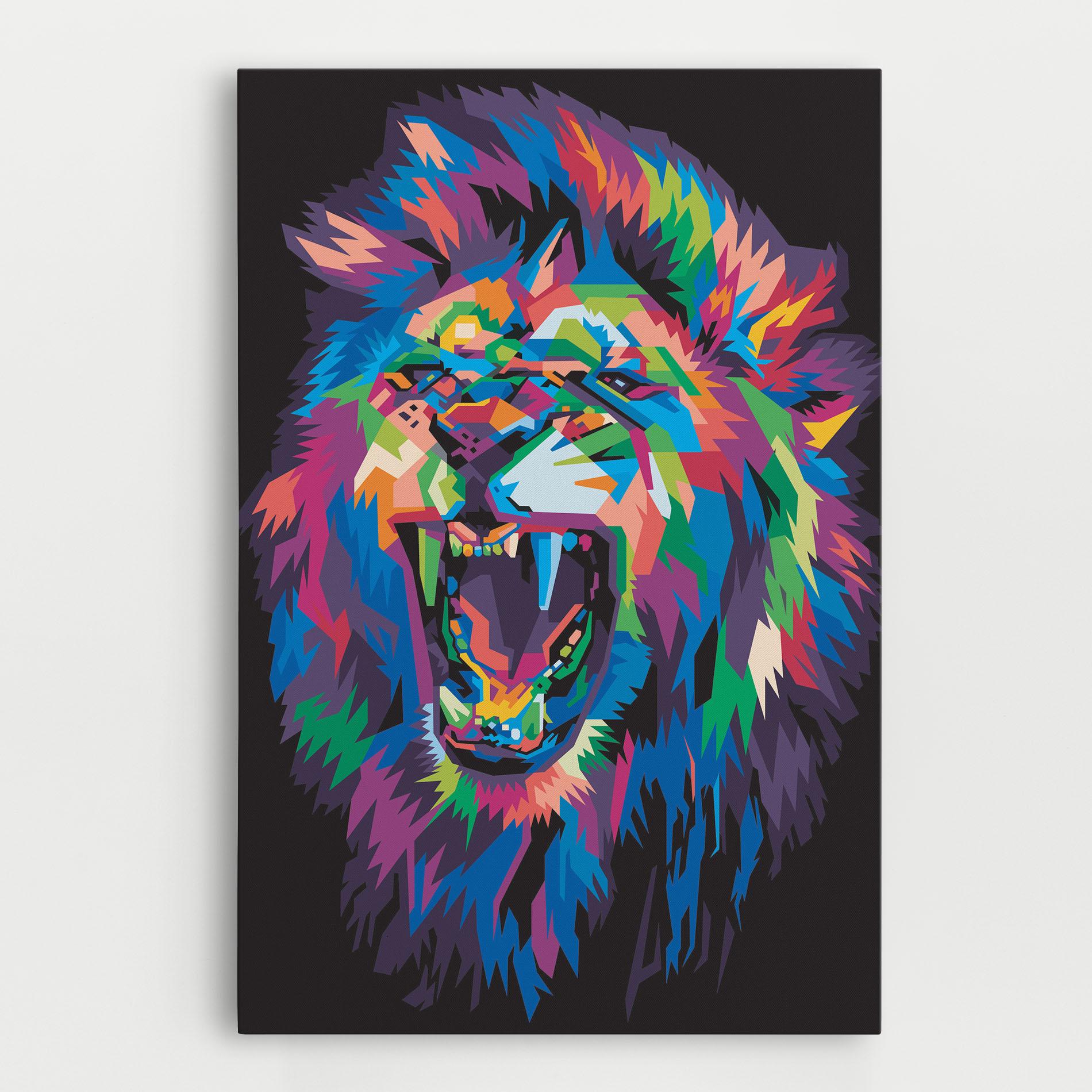 Vászonkép Colorful Lion Head mockup 0
