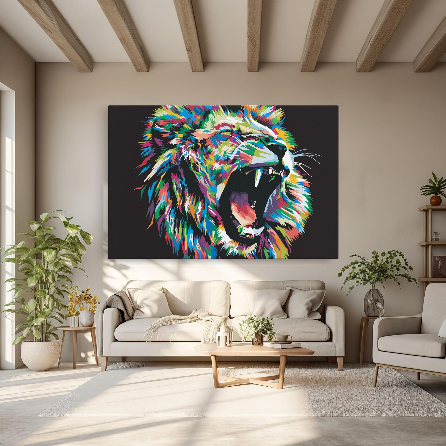 Vászonkép Green Blue Lion mockup 6