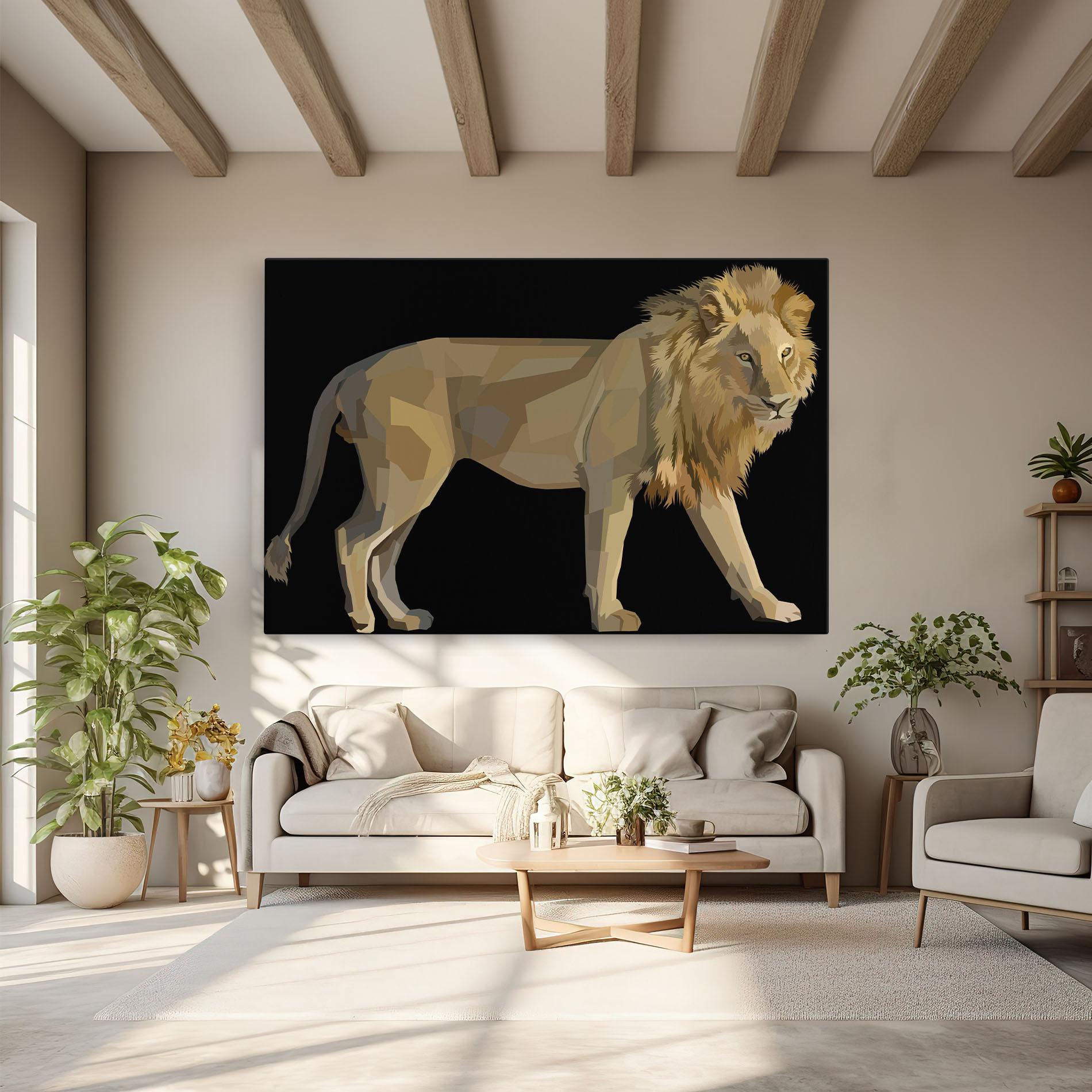 Vászonkép Lion Art On Black mockup 6