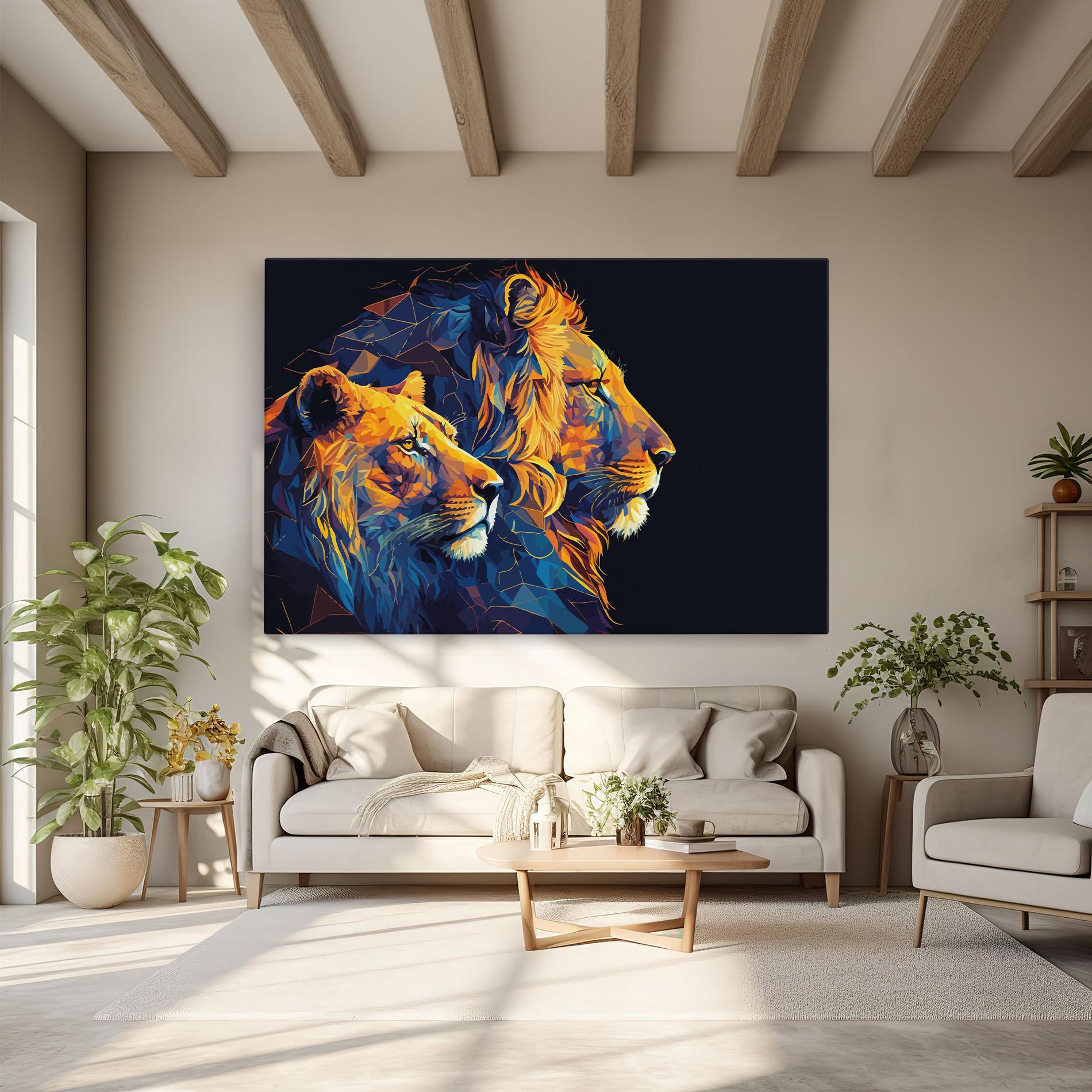 Vászonkép Orange Blue Lion mockup 6