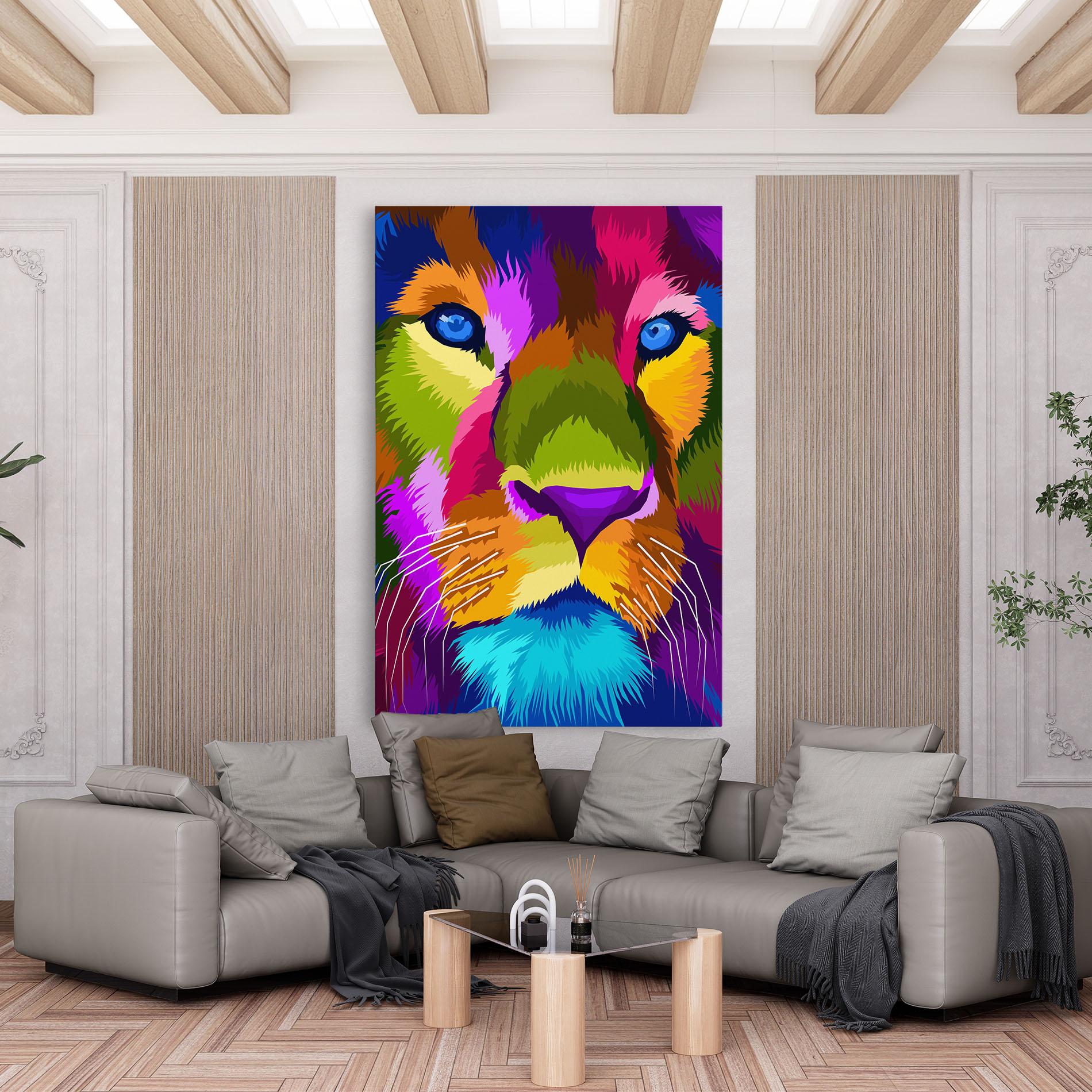 Vászonkép Color Lion Close Up mockup 6