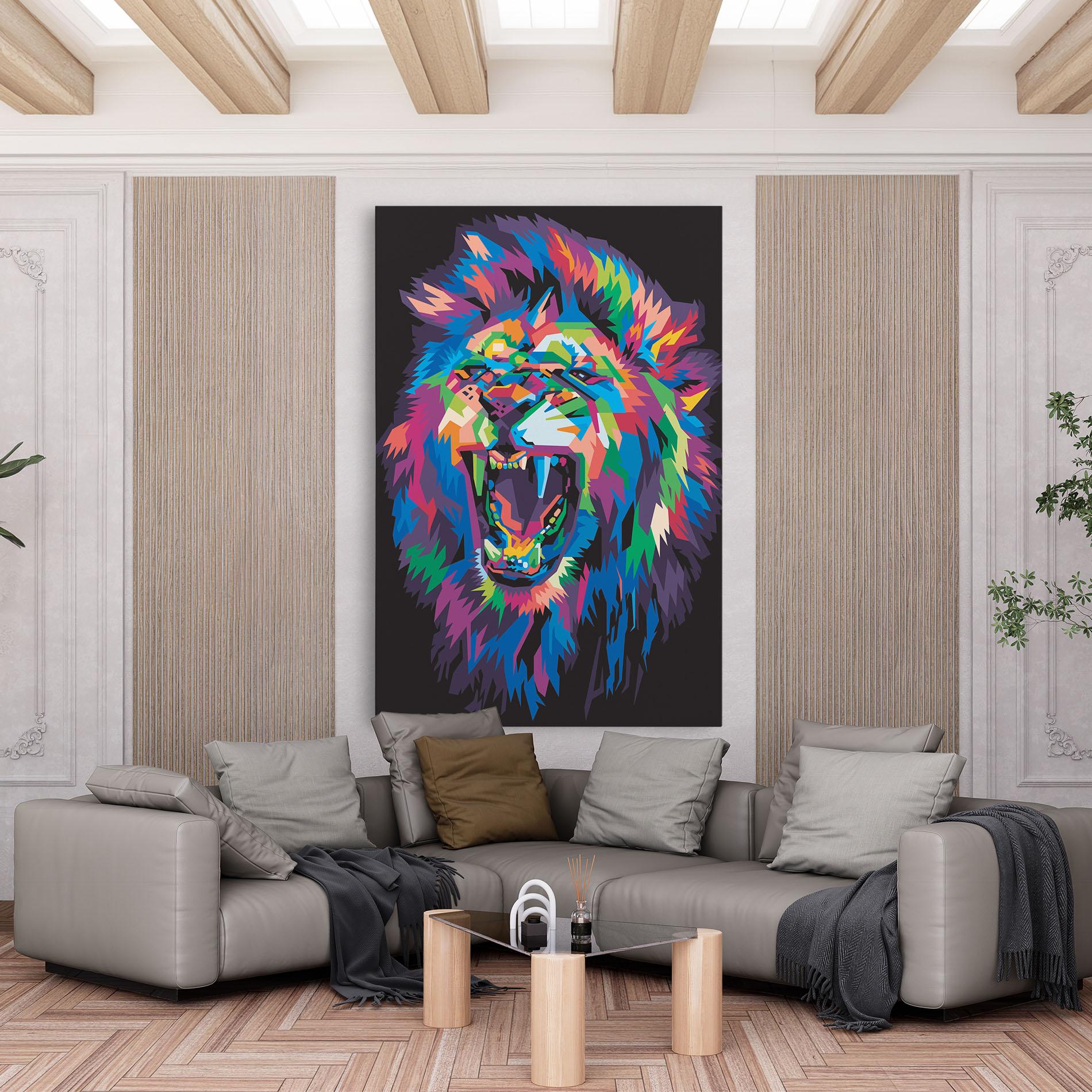 Vászonkép Colorful Lion Head mockup 6