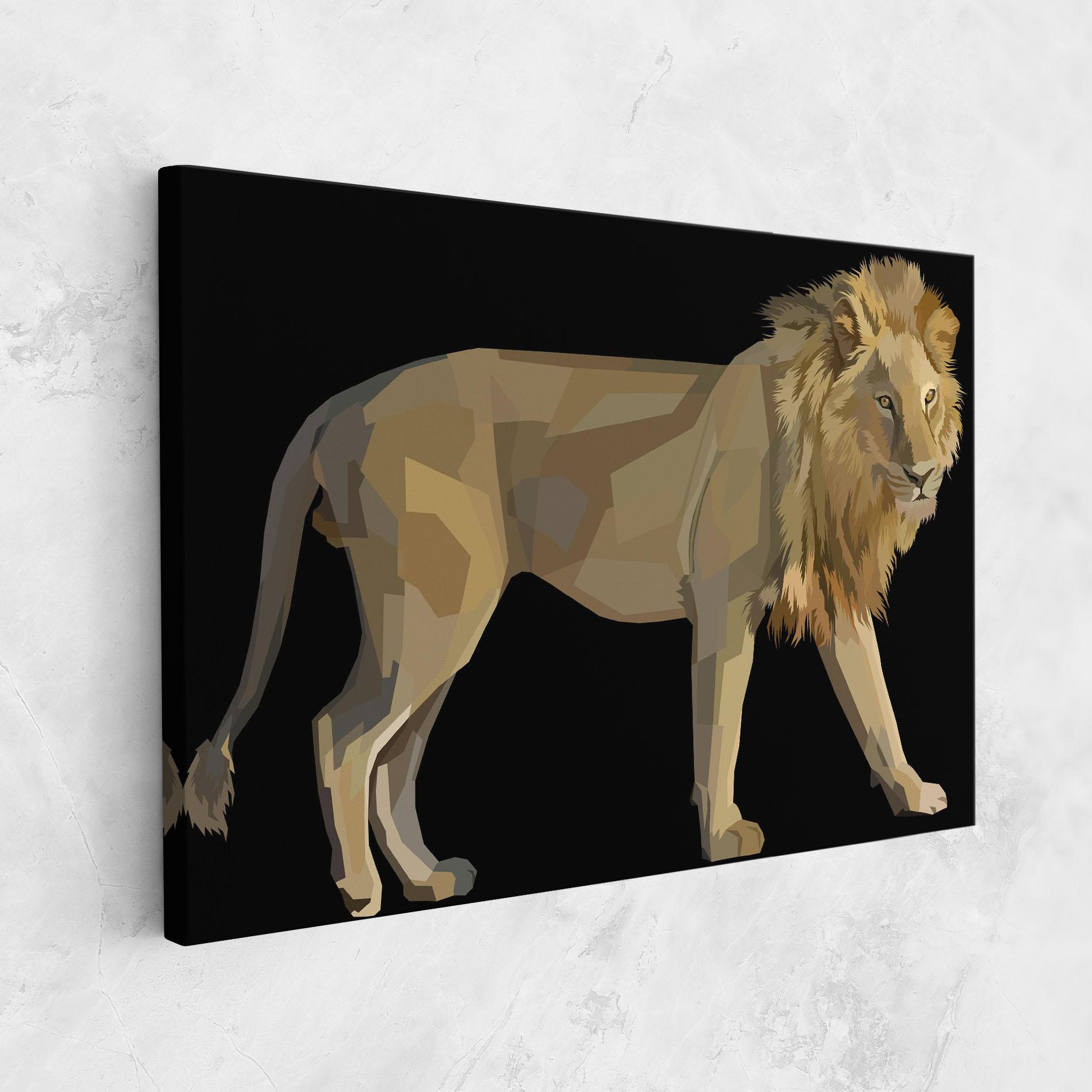 Vászonkép Lion Art On Black mockup 1