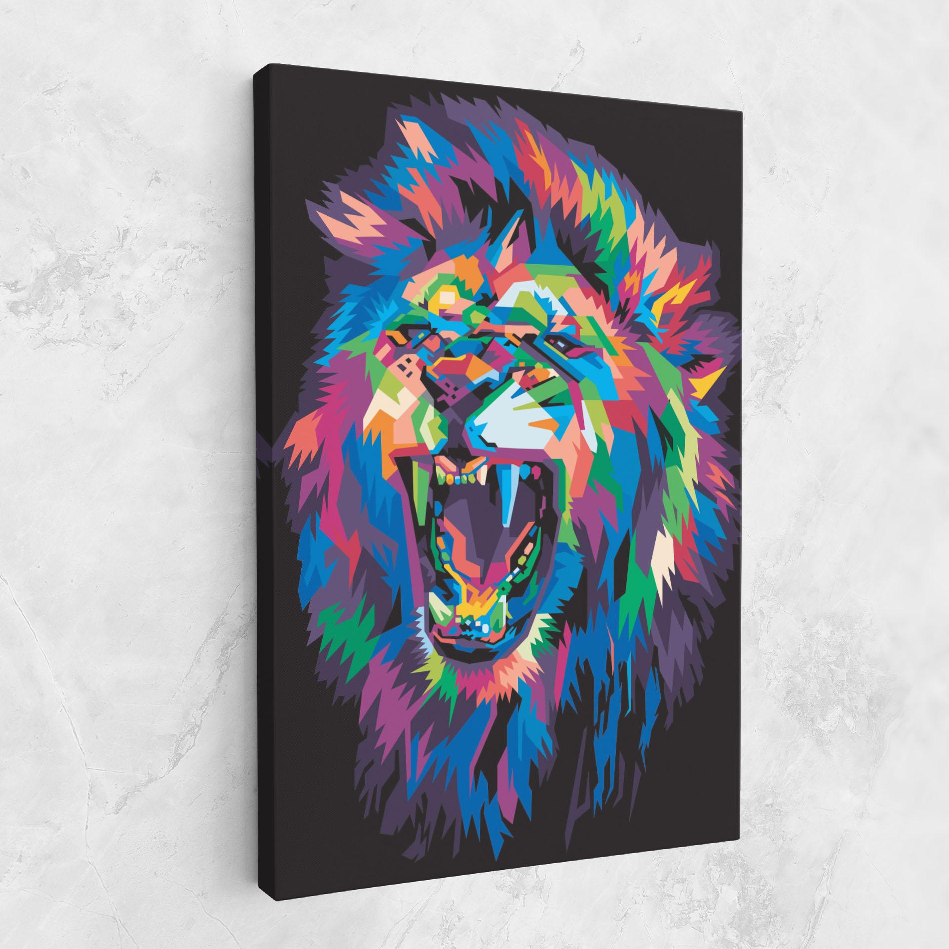 Vászonkép Colorful Lion Head mockup 1