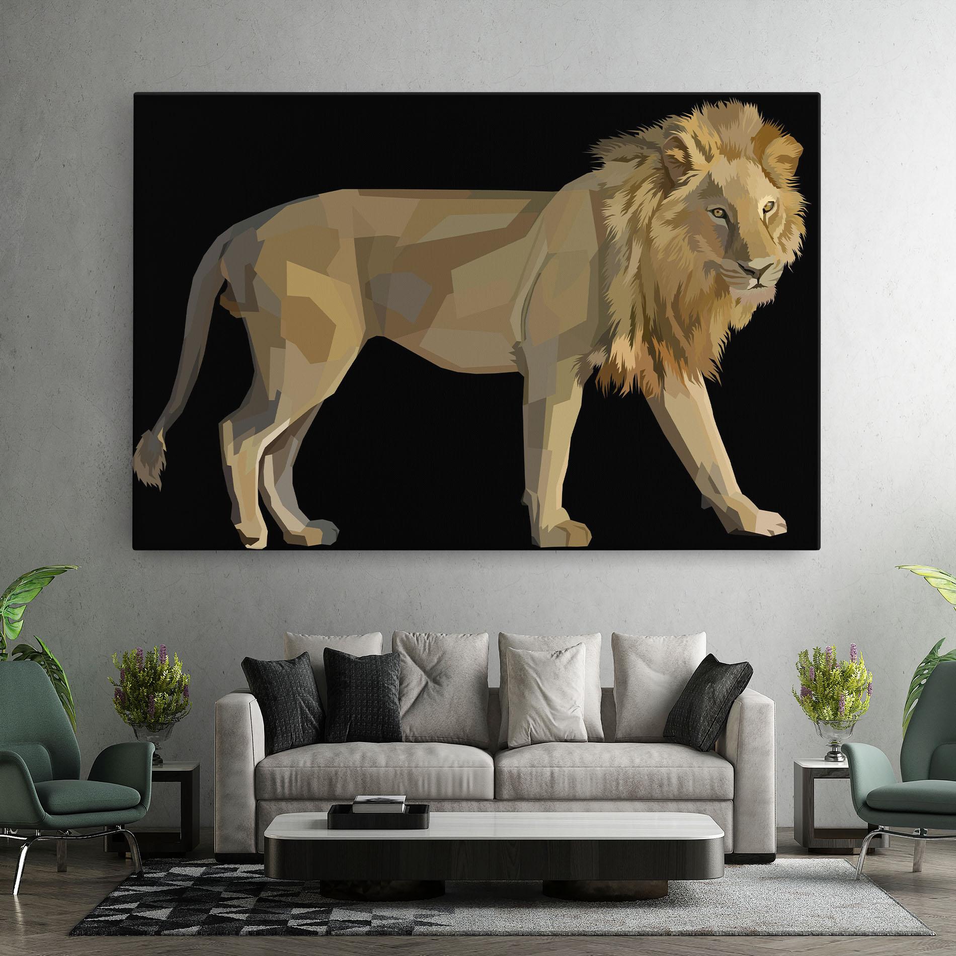 Vászonkép Lion Art On Black mockup 7