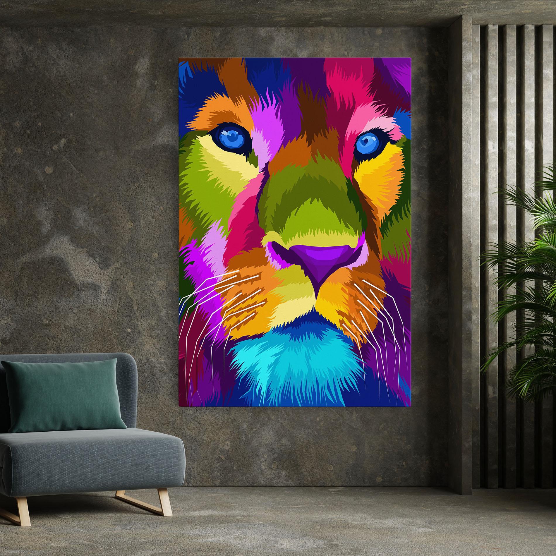 Vászonkép Color Lion Close Up mockup 7