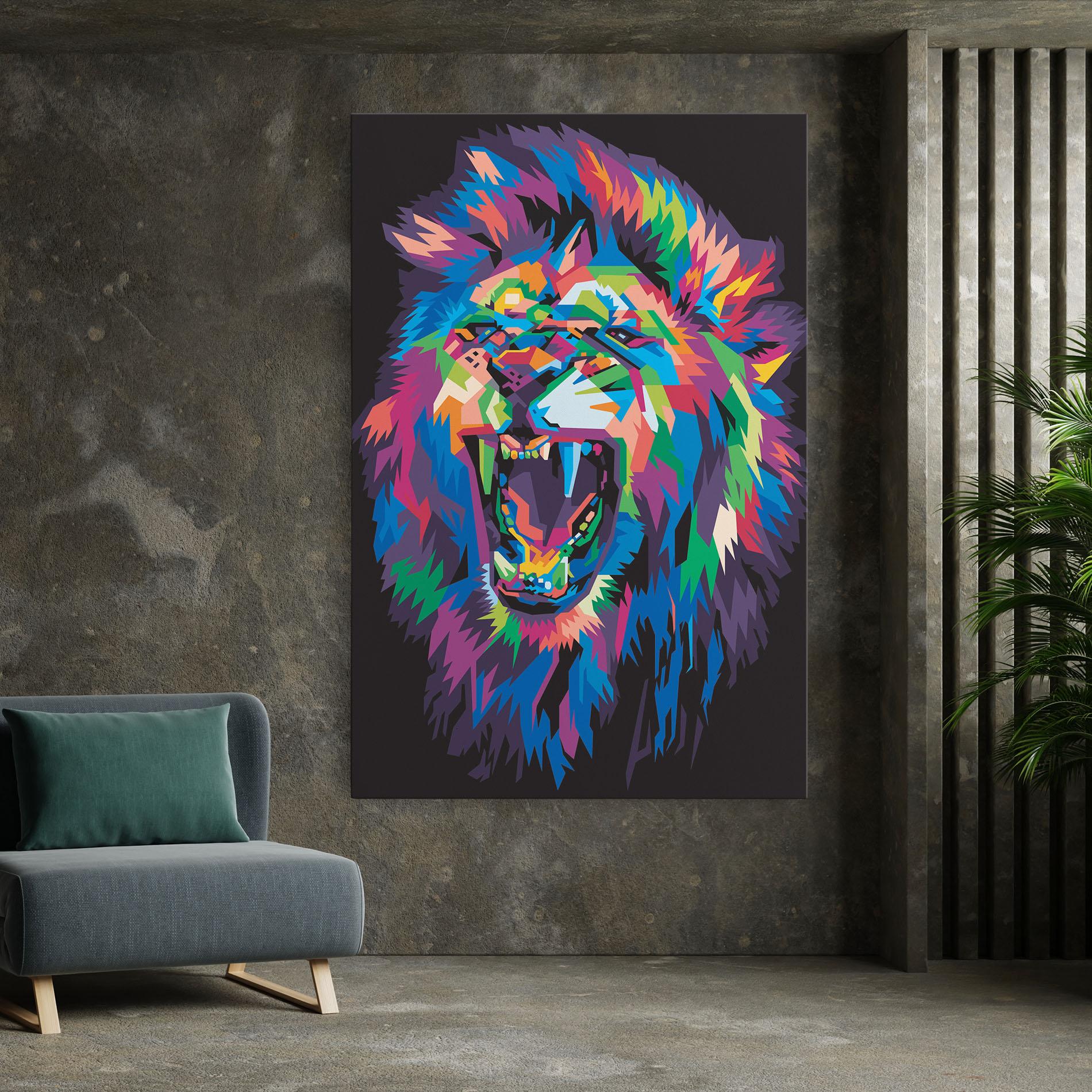 Vászonkép Colorful Lion Head mockup 7