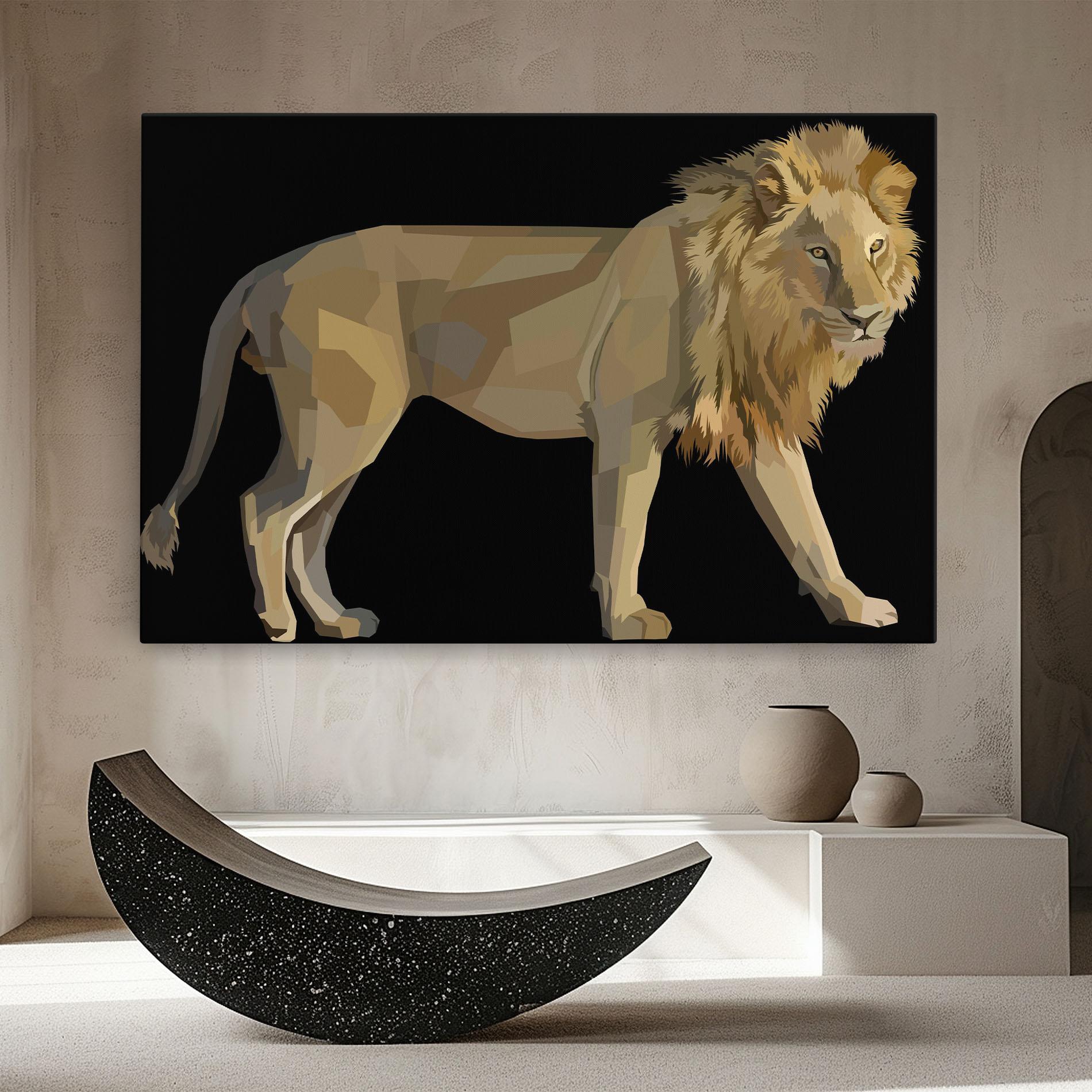 Vászonkép Lion Art On Black mockup 8
