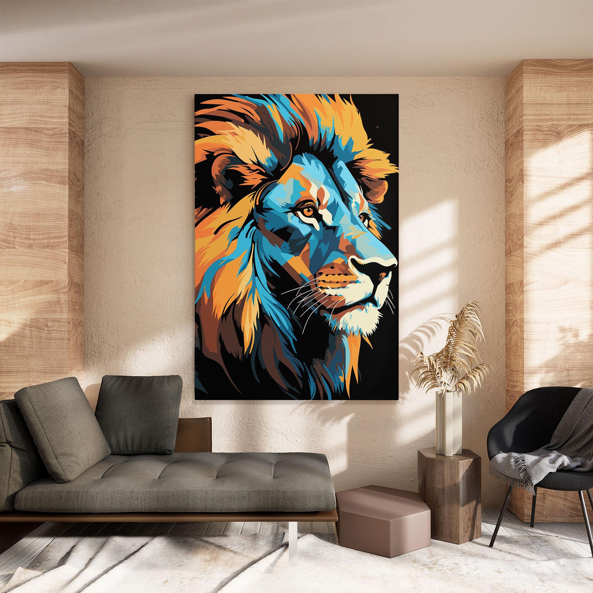 Vászonkép Blue Yellow Lion mockup 8