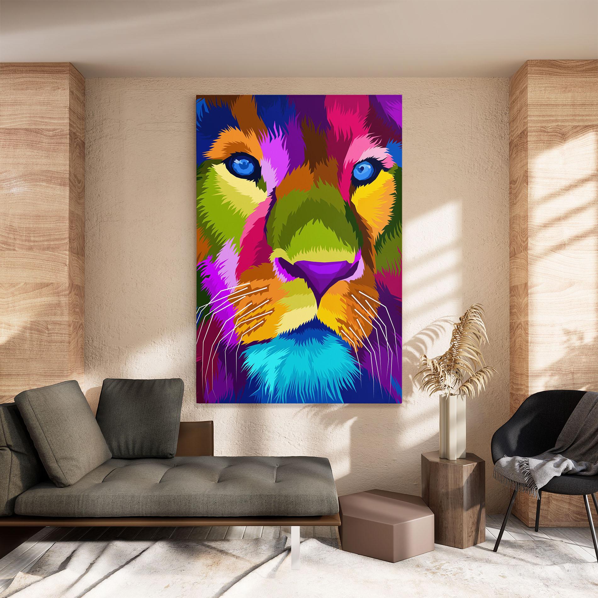 Vászonkép Color Lion Close Up mockup 8