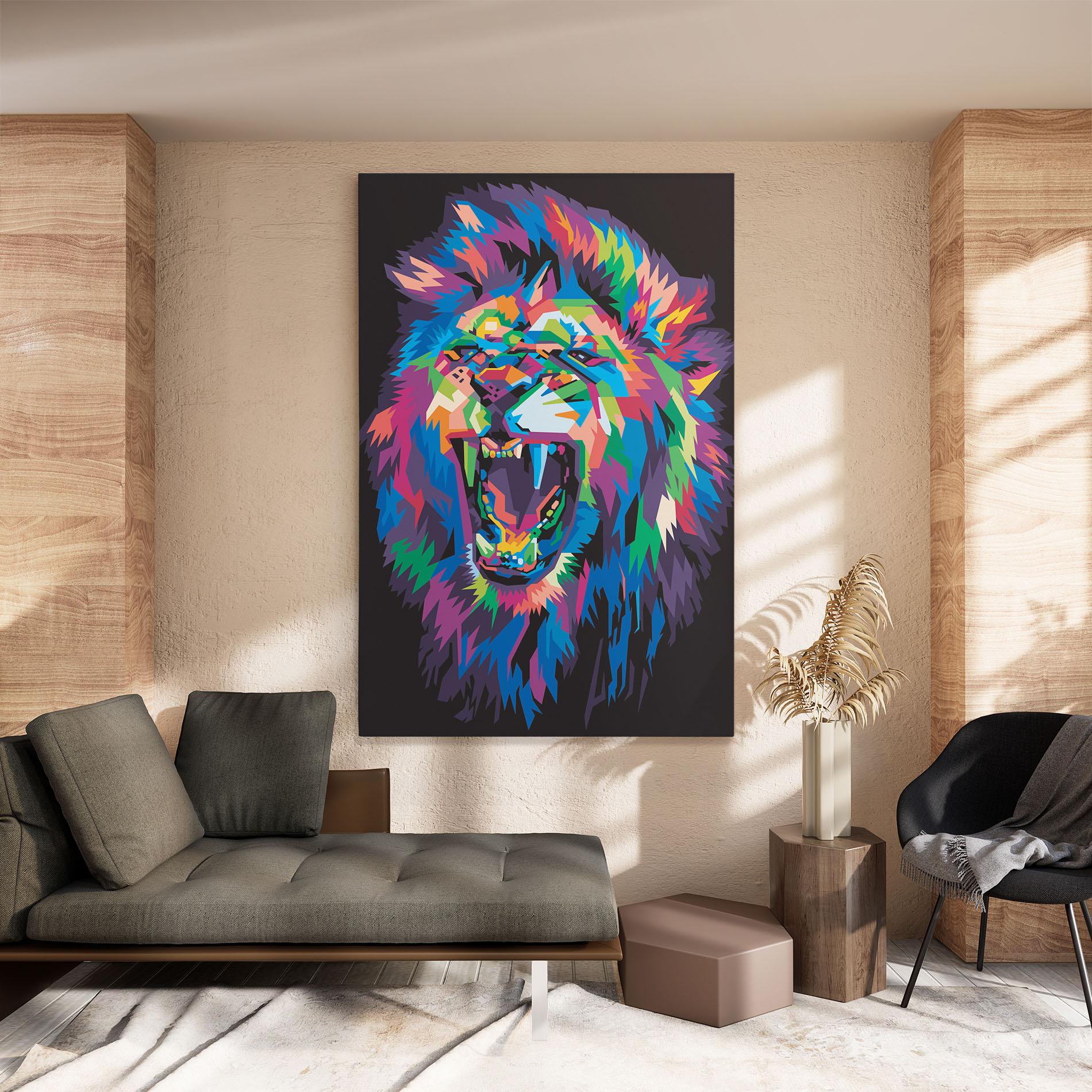 Vászonkép Colorful Lion Head mockup 8