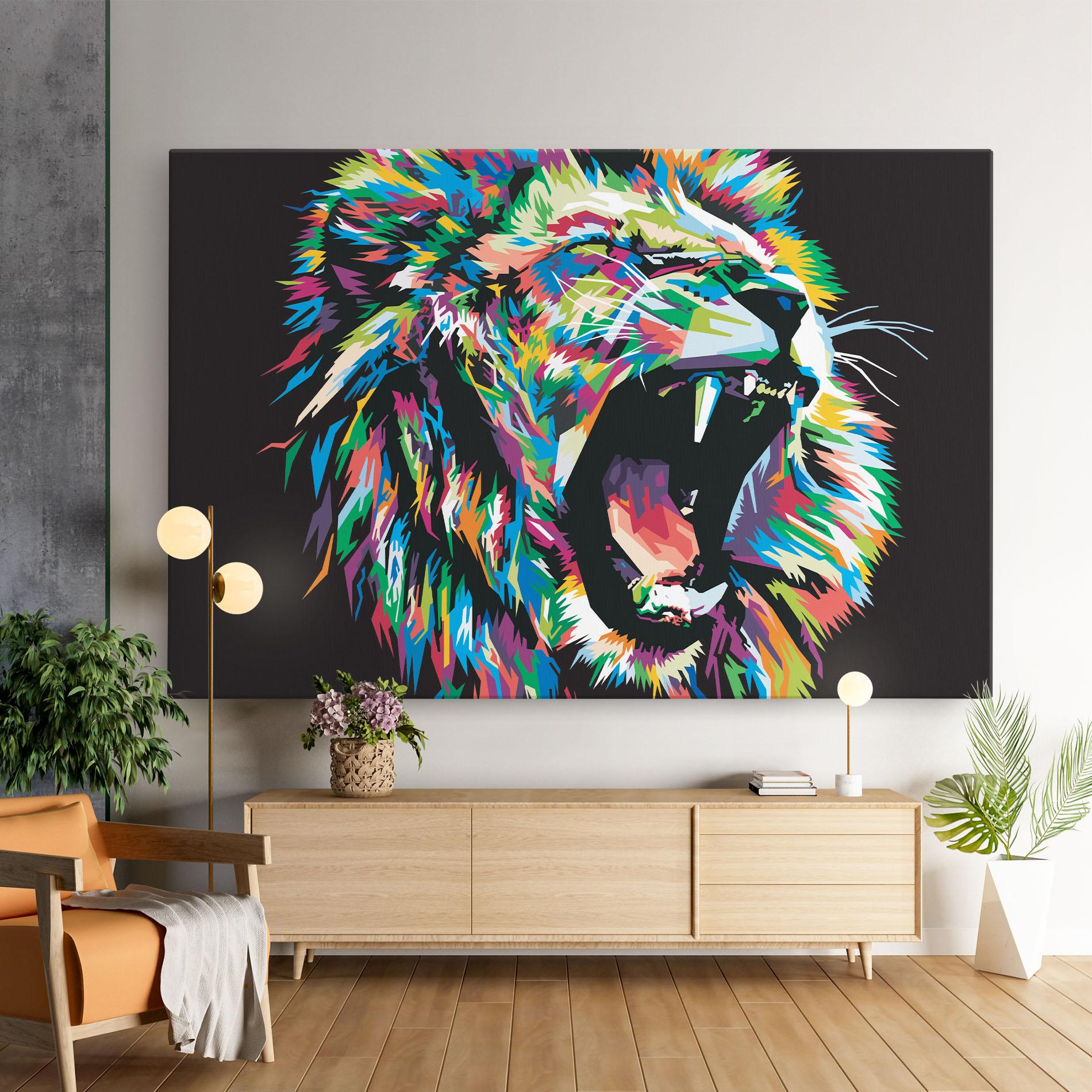Vászonkép Green Blue Lion mockup 9