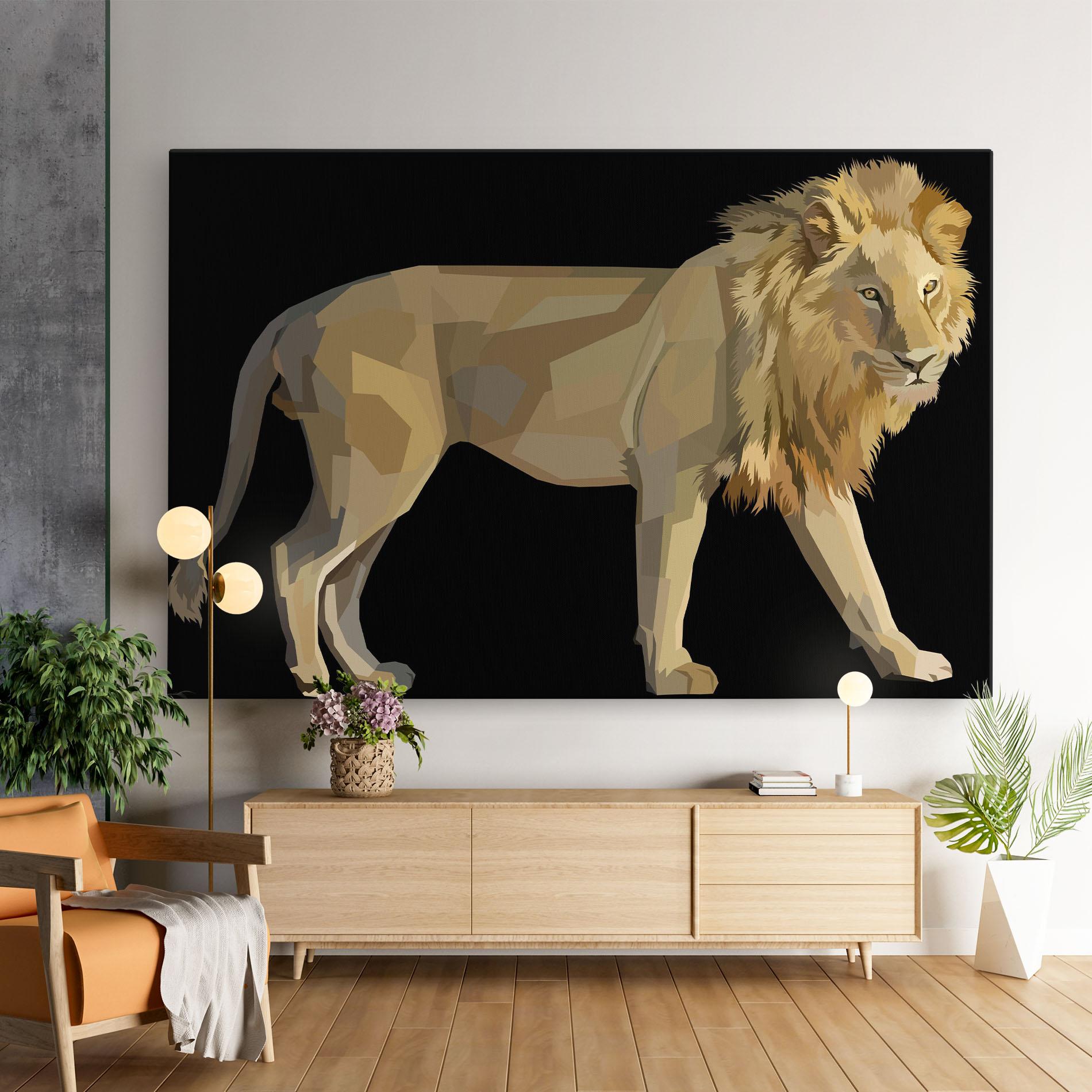Vászonkép Lion Art On Black mockup 9