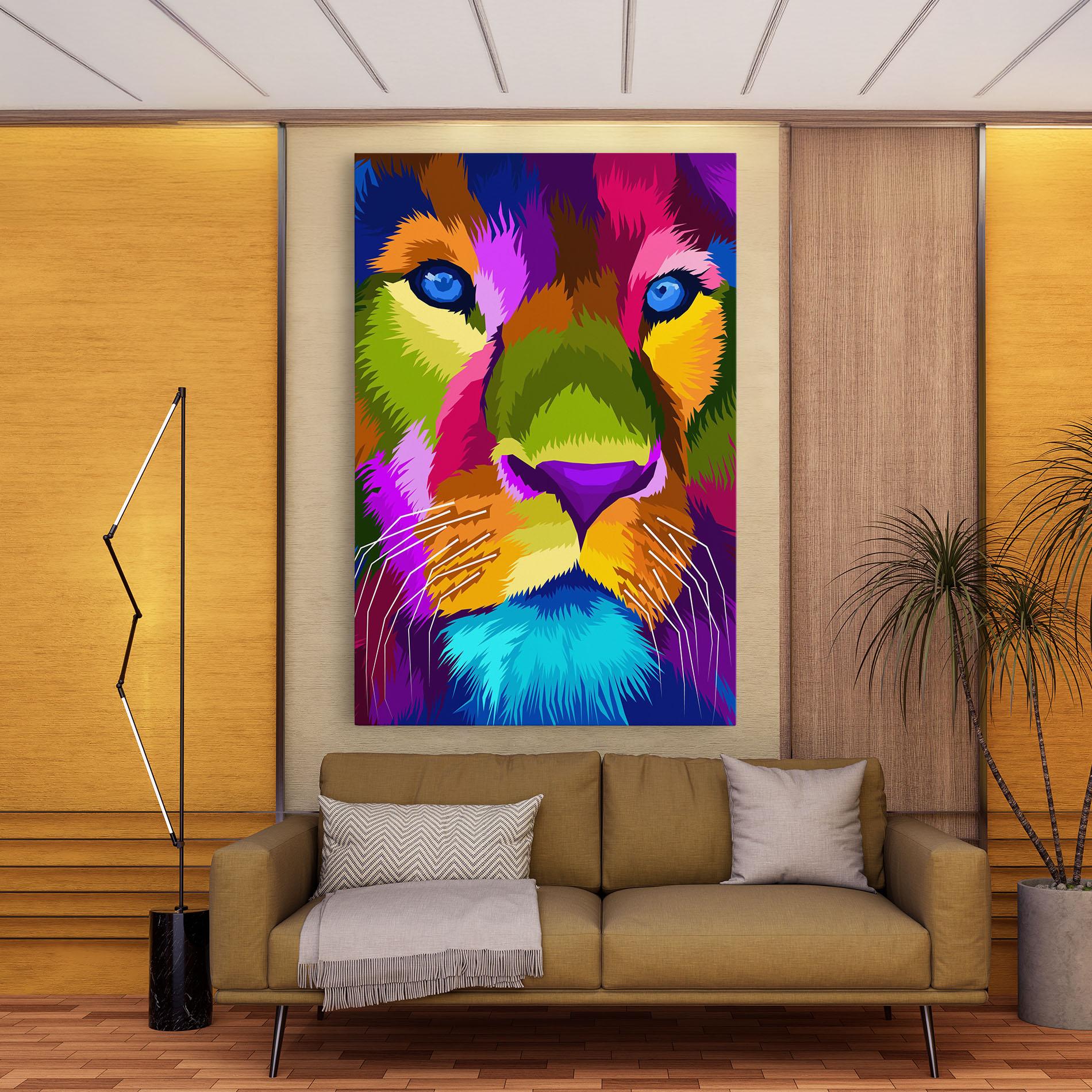 Vászonkép Color Lion Close Up mockup 9
