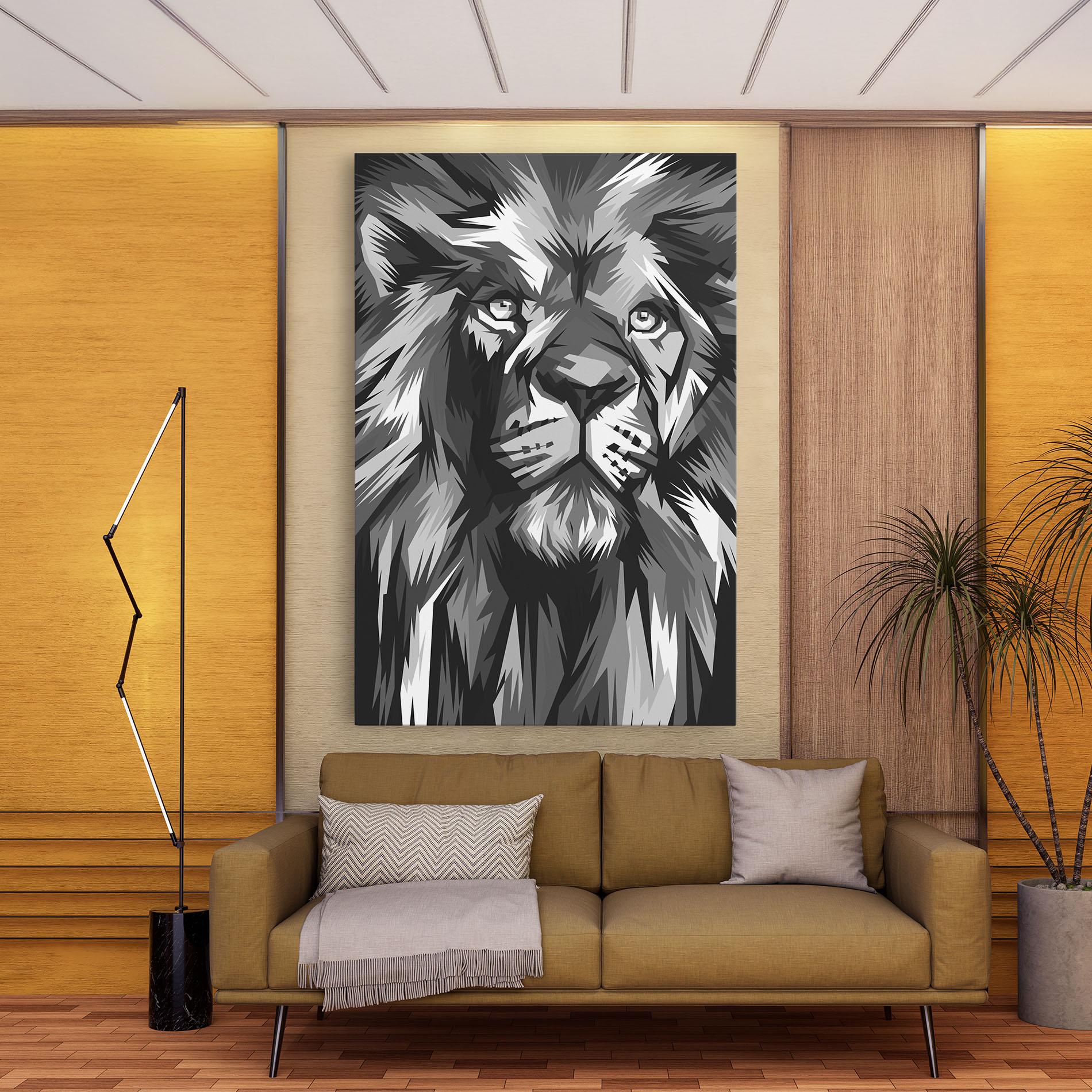 Vászonkép Grey Head Lion mockup 9