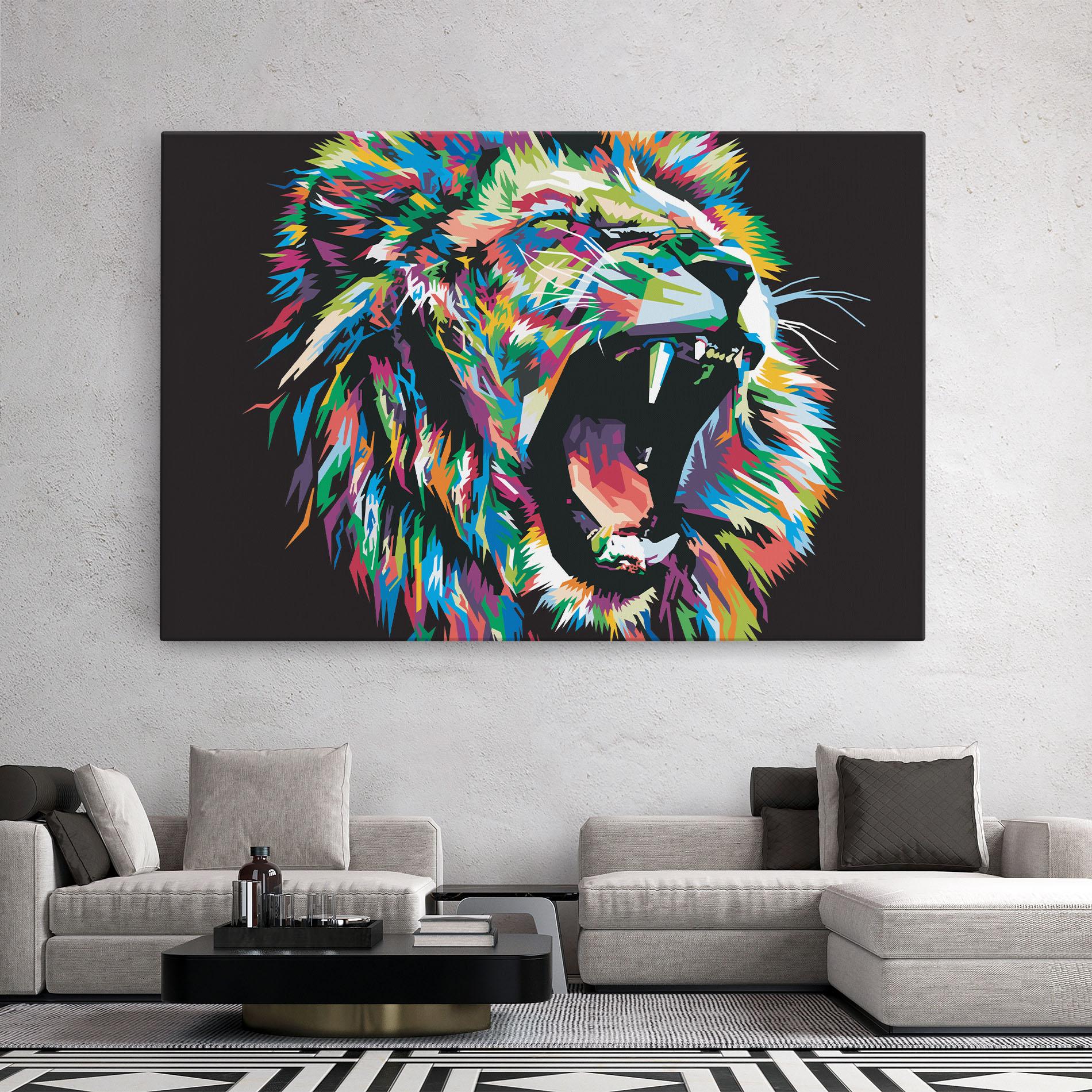 Vászonkép Green Blue Lion mockup 2