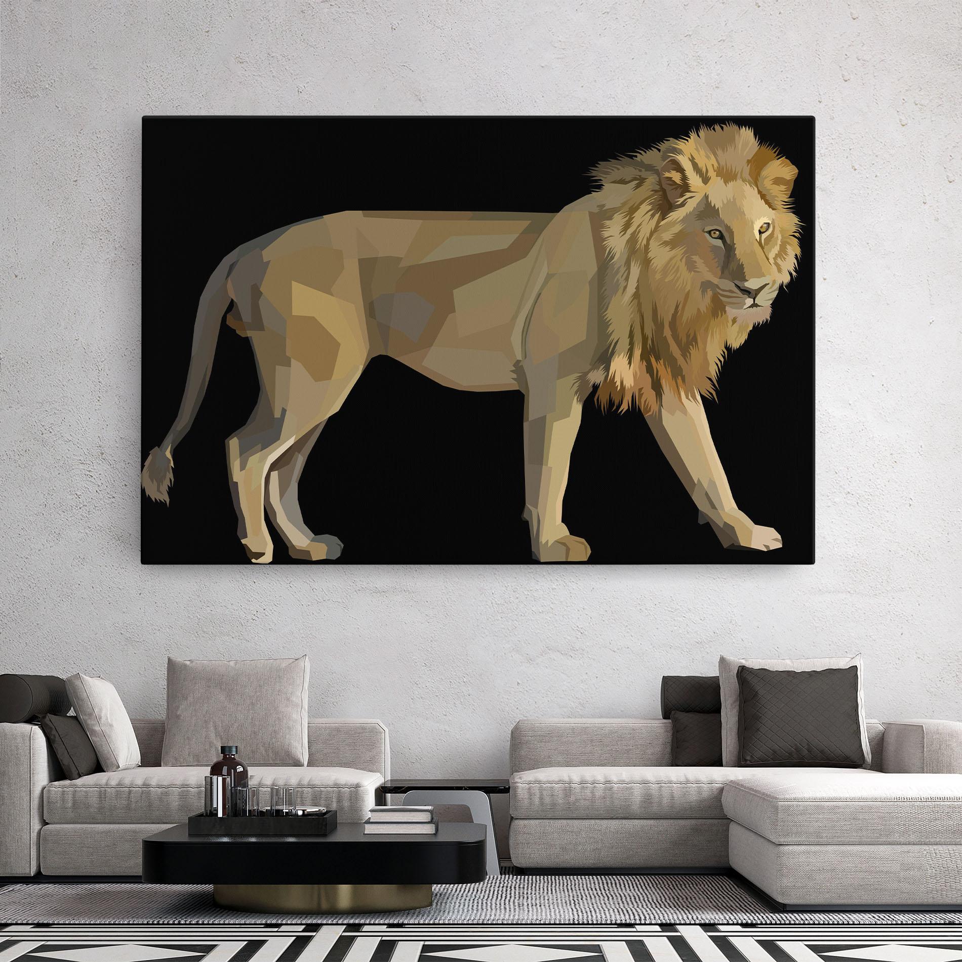 Vászonkép Lion Art On Black mockup 2