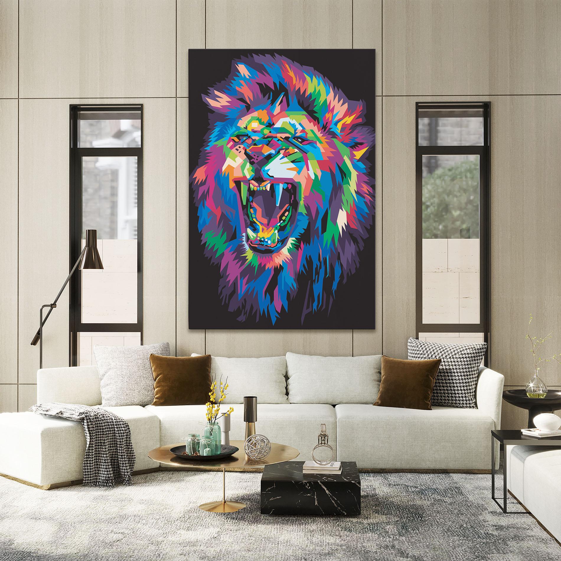 Vászonkép Colorful Lion Head mockup 2