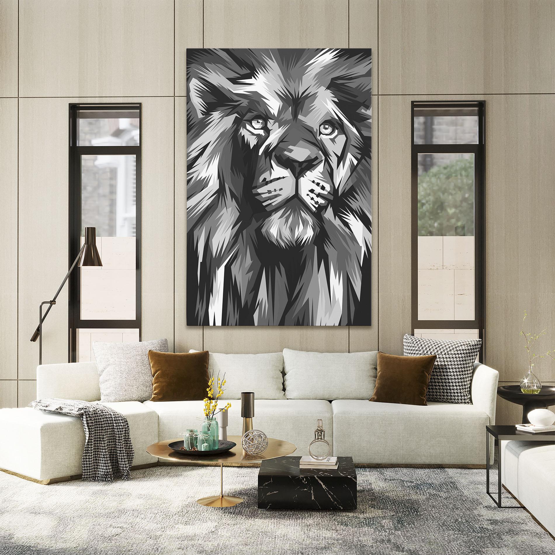 Vászonkép Grey Head Lion mockup 2