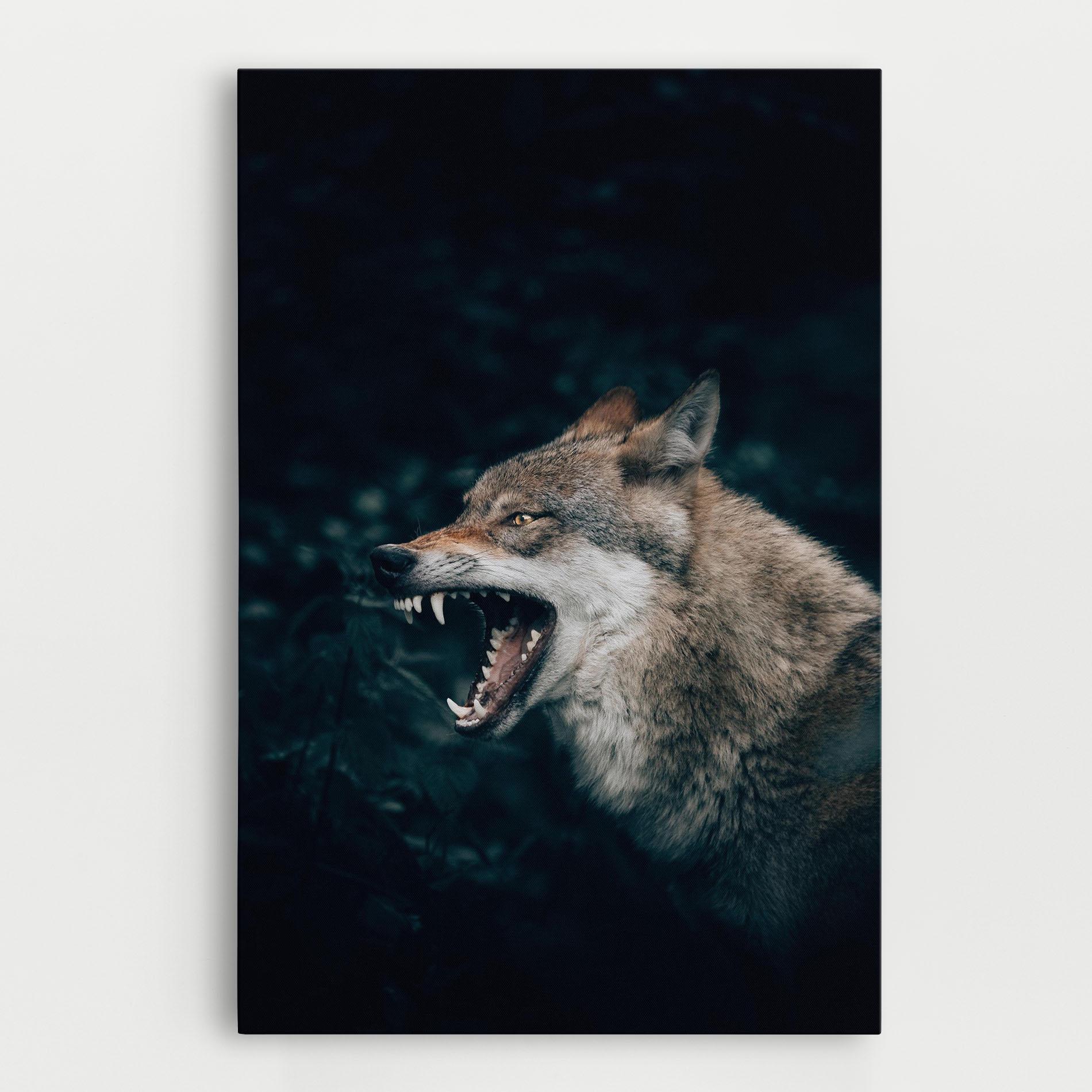 Vászonkép Angry Wolf In The Forest mockup 0