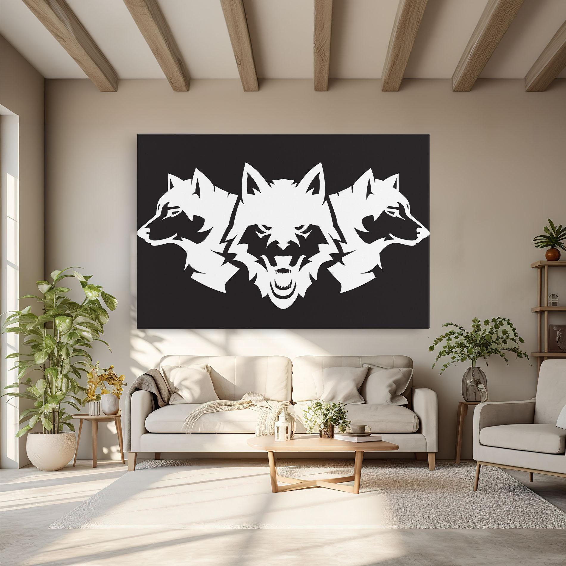 Vászonkép 3 Wolf Heads mockup 6