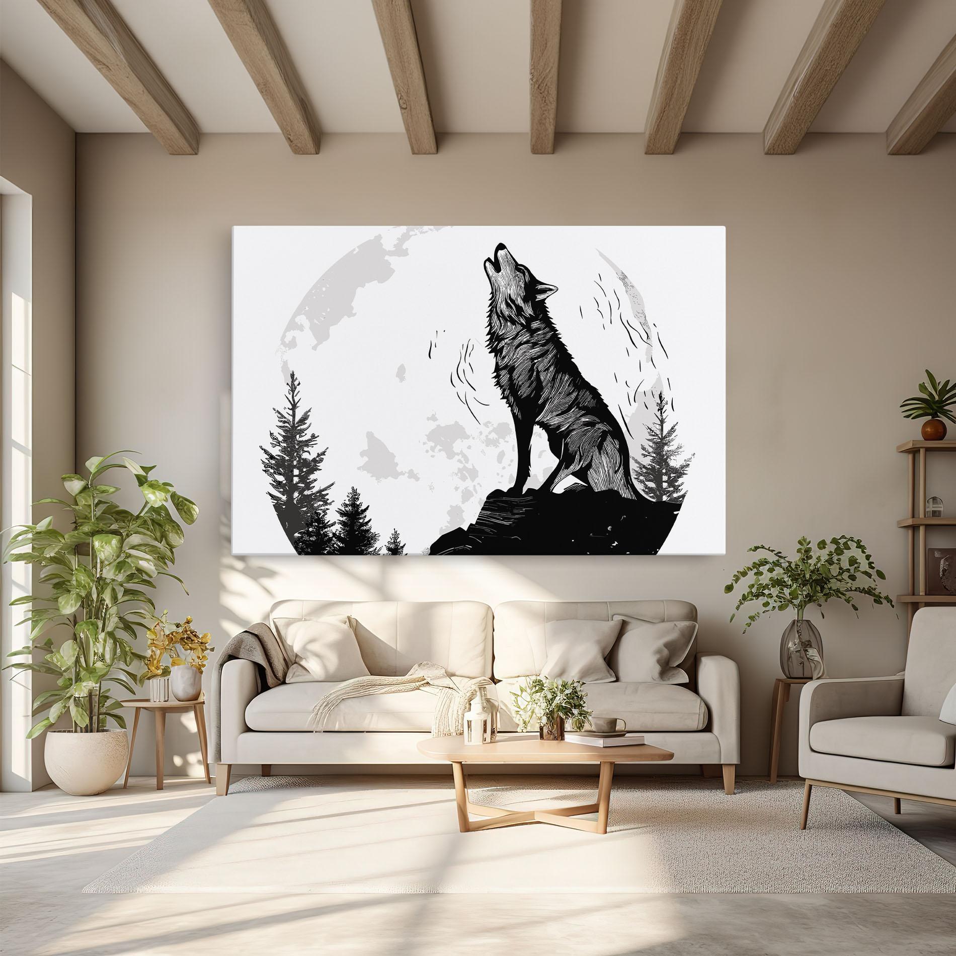 Vászonkép Grey Moon Wolf mockup 6