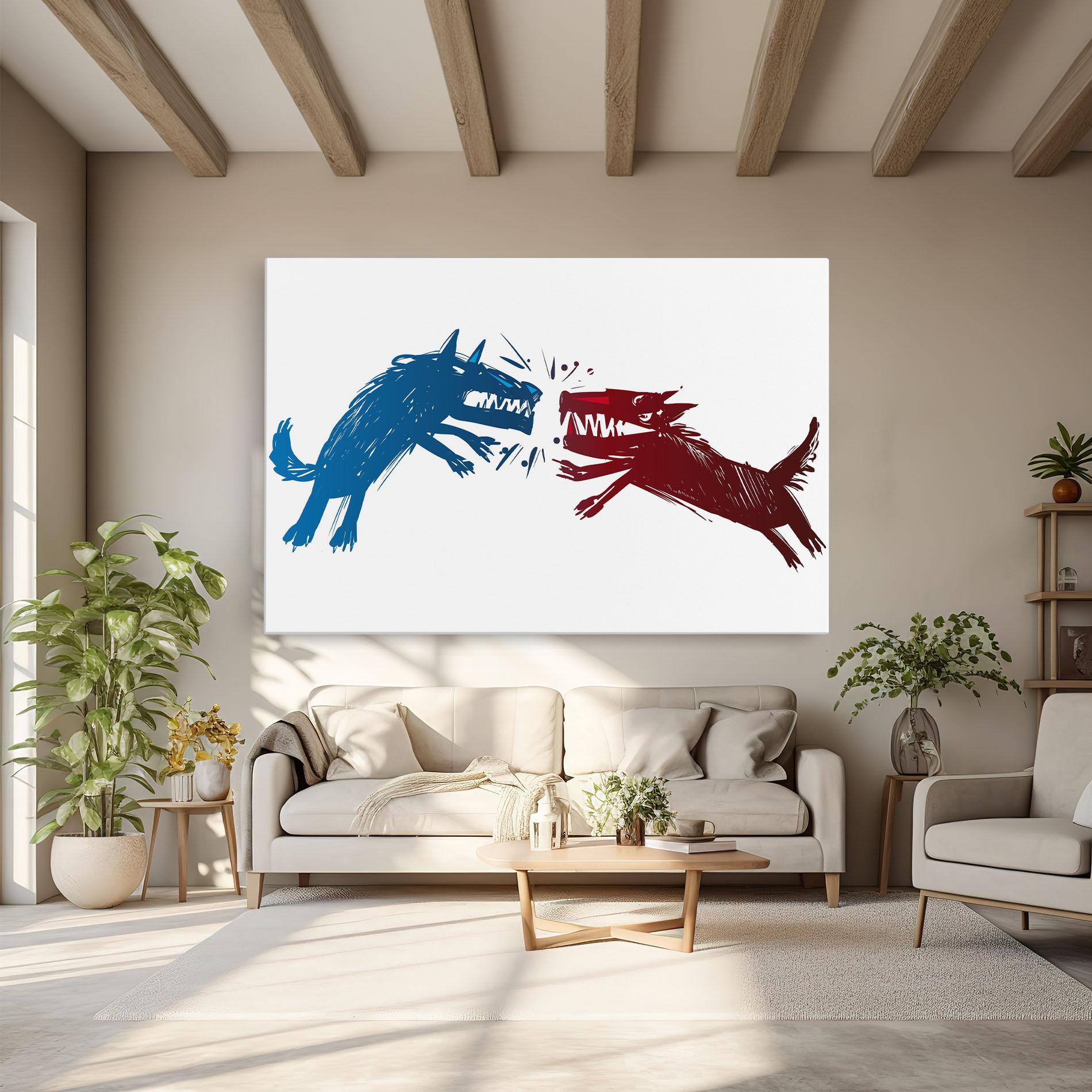 Vászonkép Red Blue Wolves mockup 6