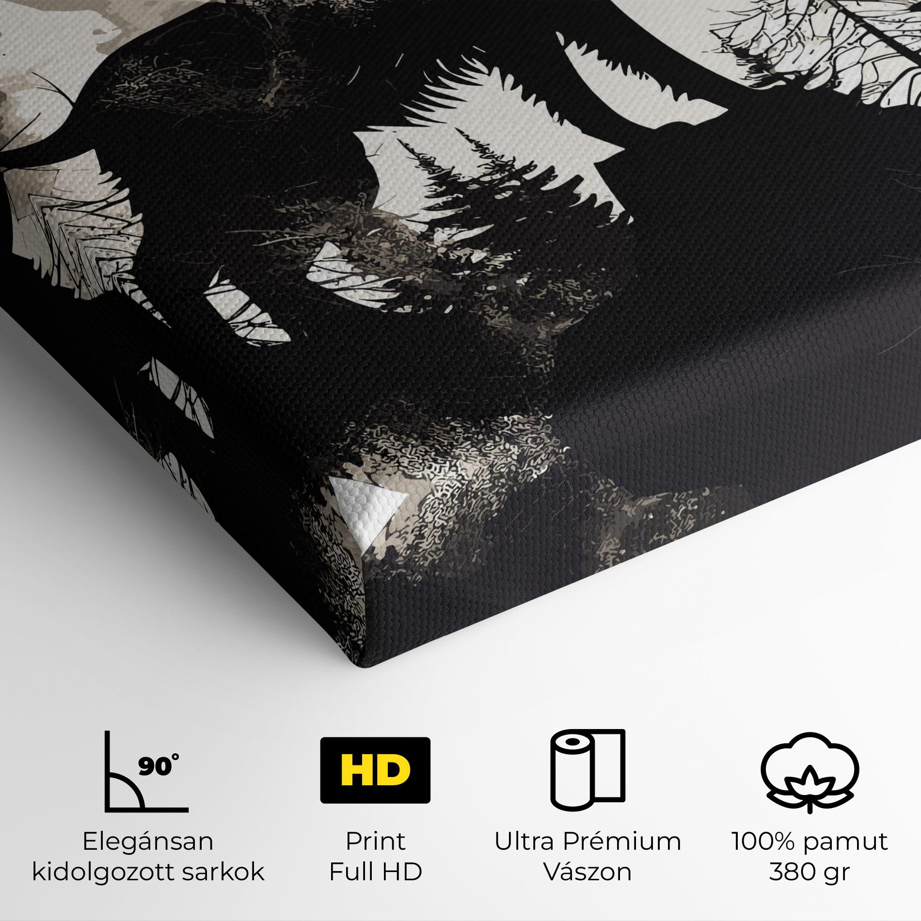Vászonkép Black On Cream Wolf mockup 4