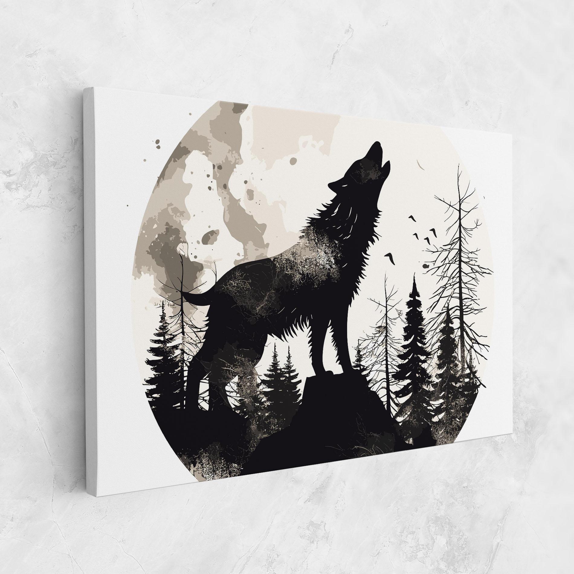 Vászonkép Black On Cream Wolf mockup 1
