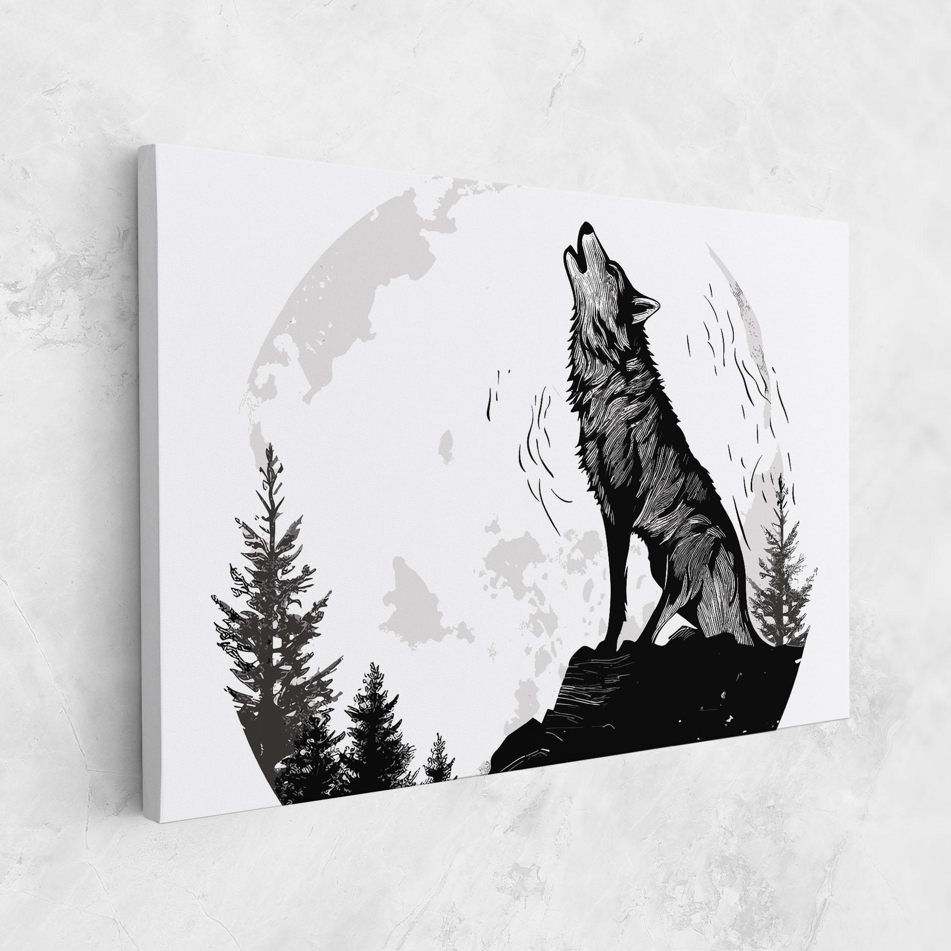 Vászonkép Grey Moon Wolf mockup 1