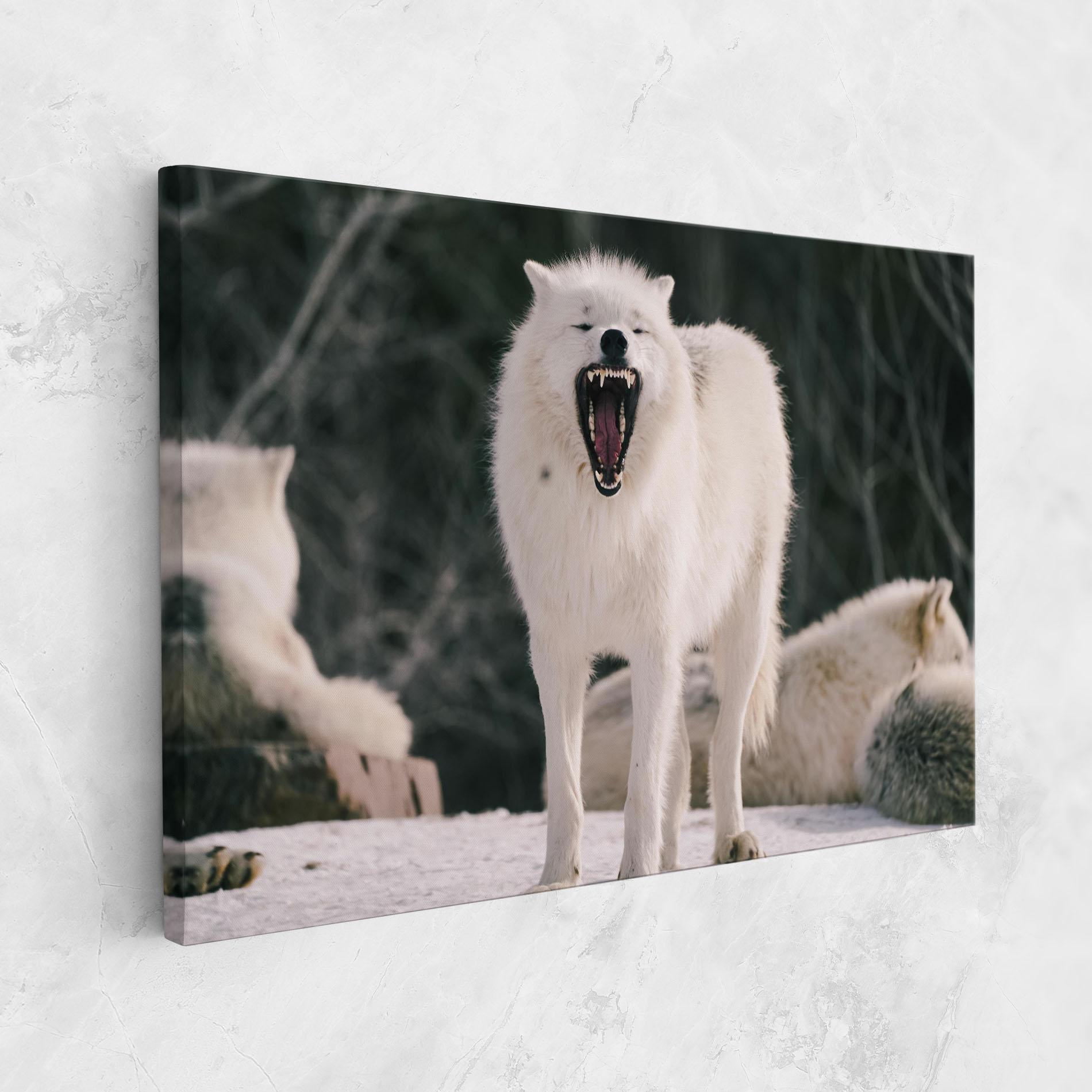 Vászonkép Laughing White Wolf mockup 1
