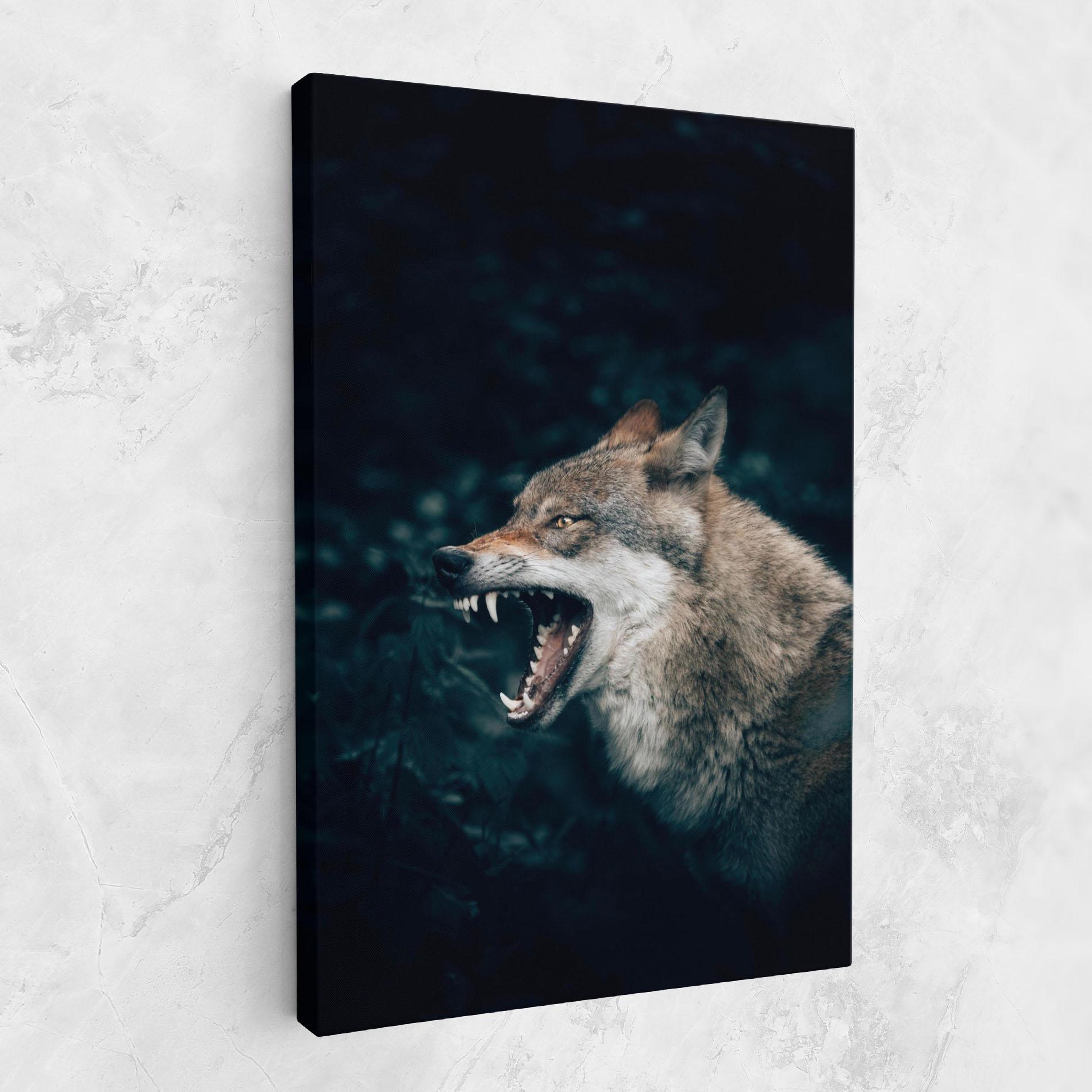 Vászonkép Angry Wolf In The Forest mockup 1