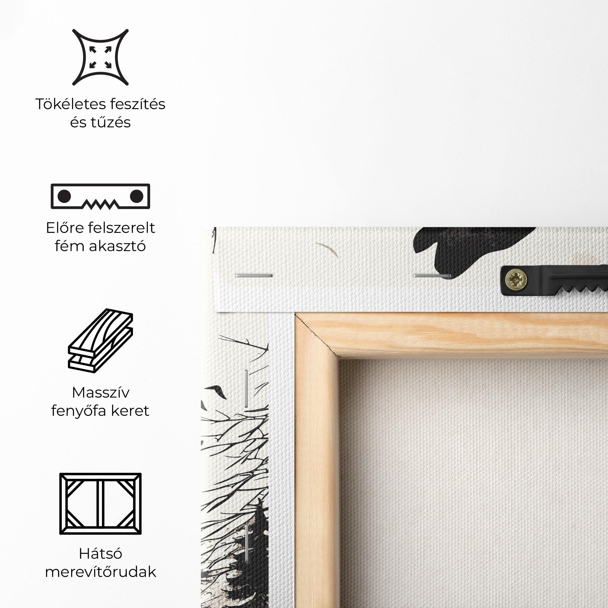 Vászonkép Black On Cream Wolf mockup 5