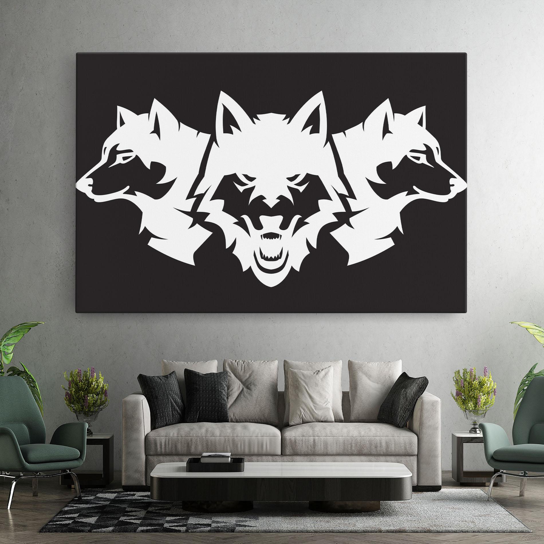 Vászonkép 3 Wolf Heads mockup 7