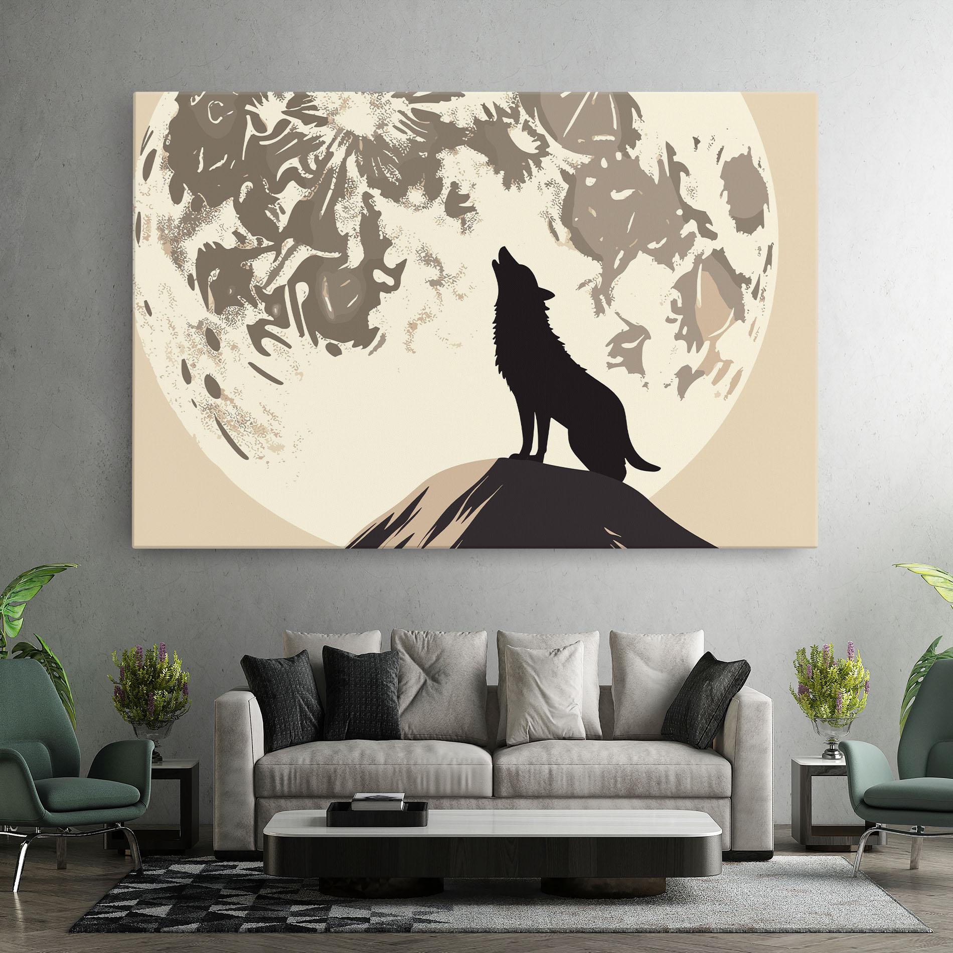 Vászonkép Cream Moon Wolf mockup 7