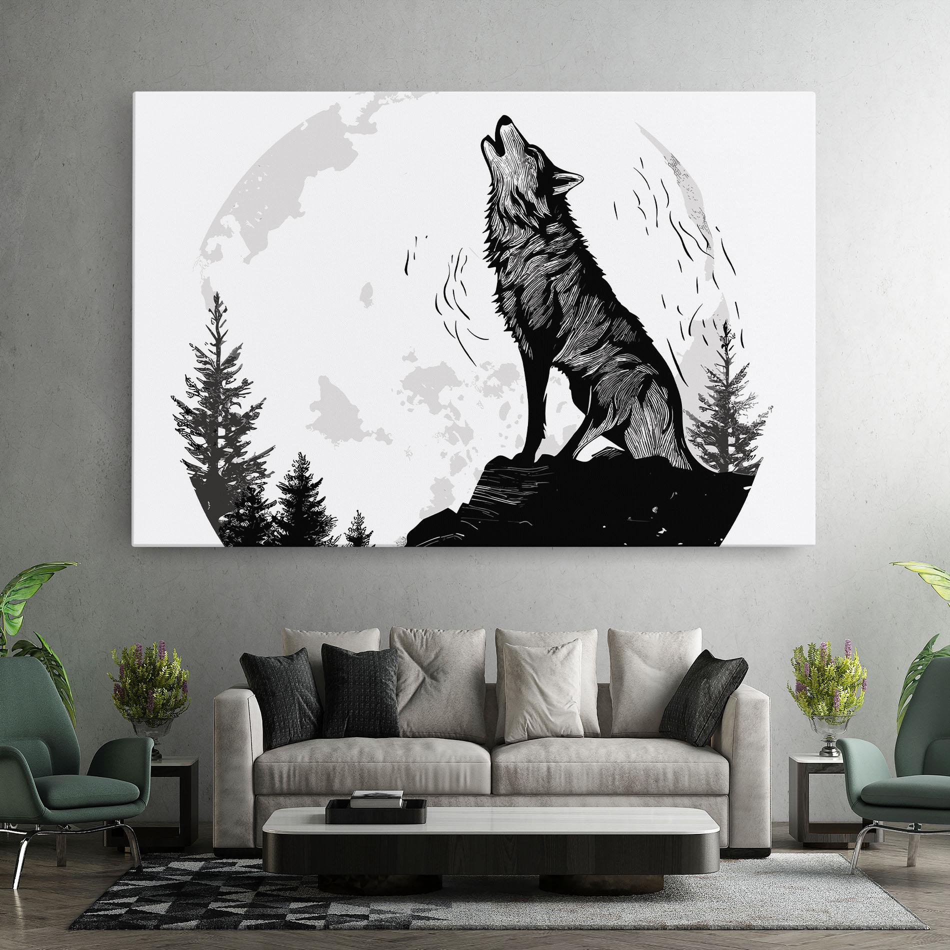 Vászonkép Grey Moon Wolf mockup 7