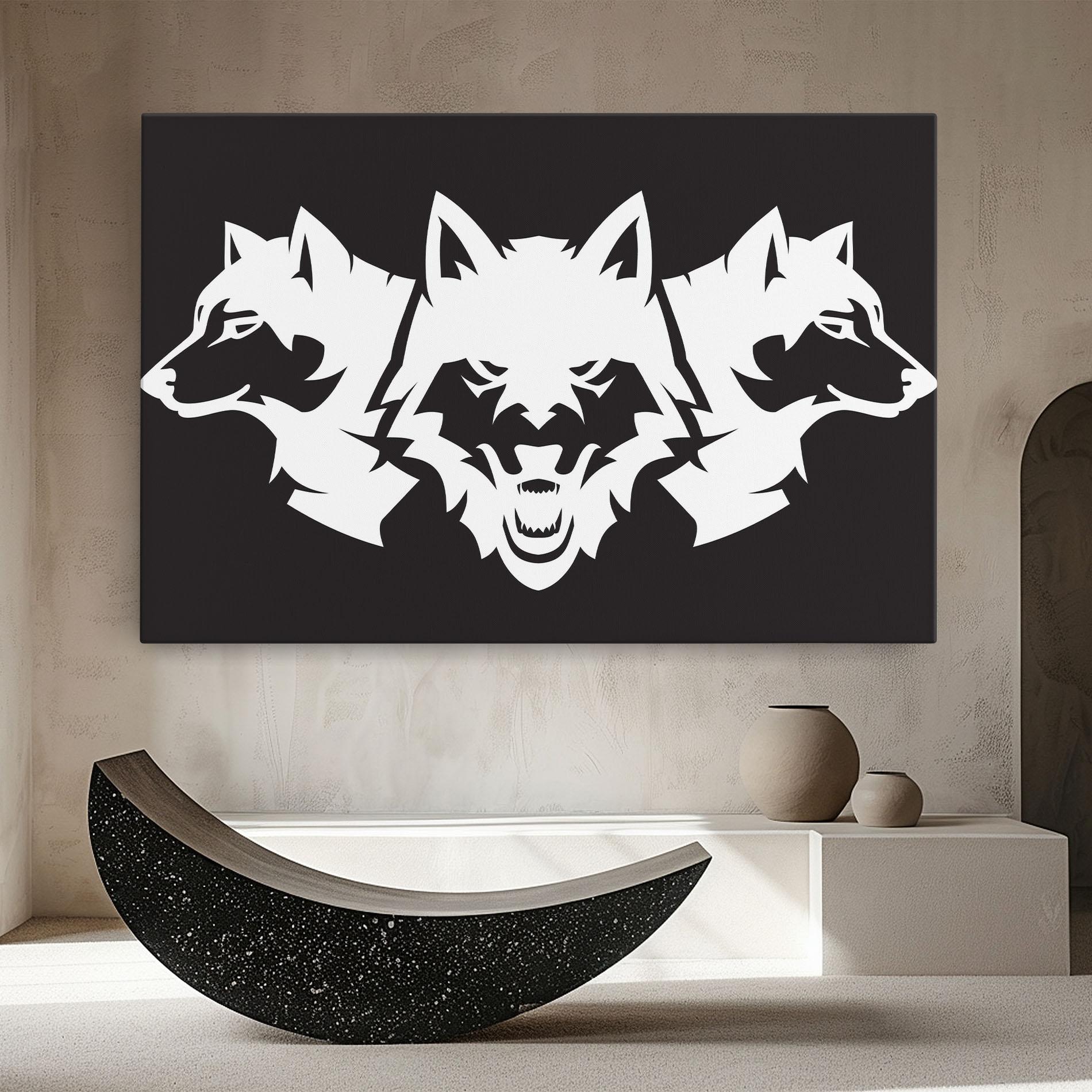 Vászonkép 3 Wolf Heads mockup 8