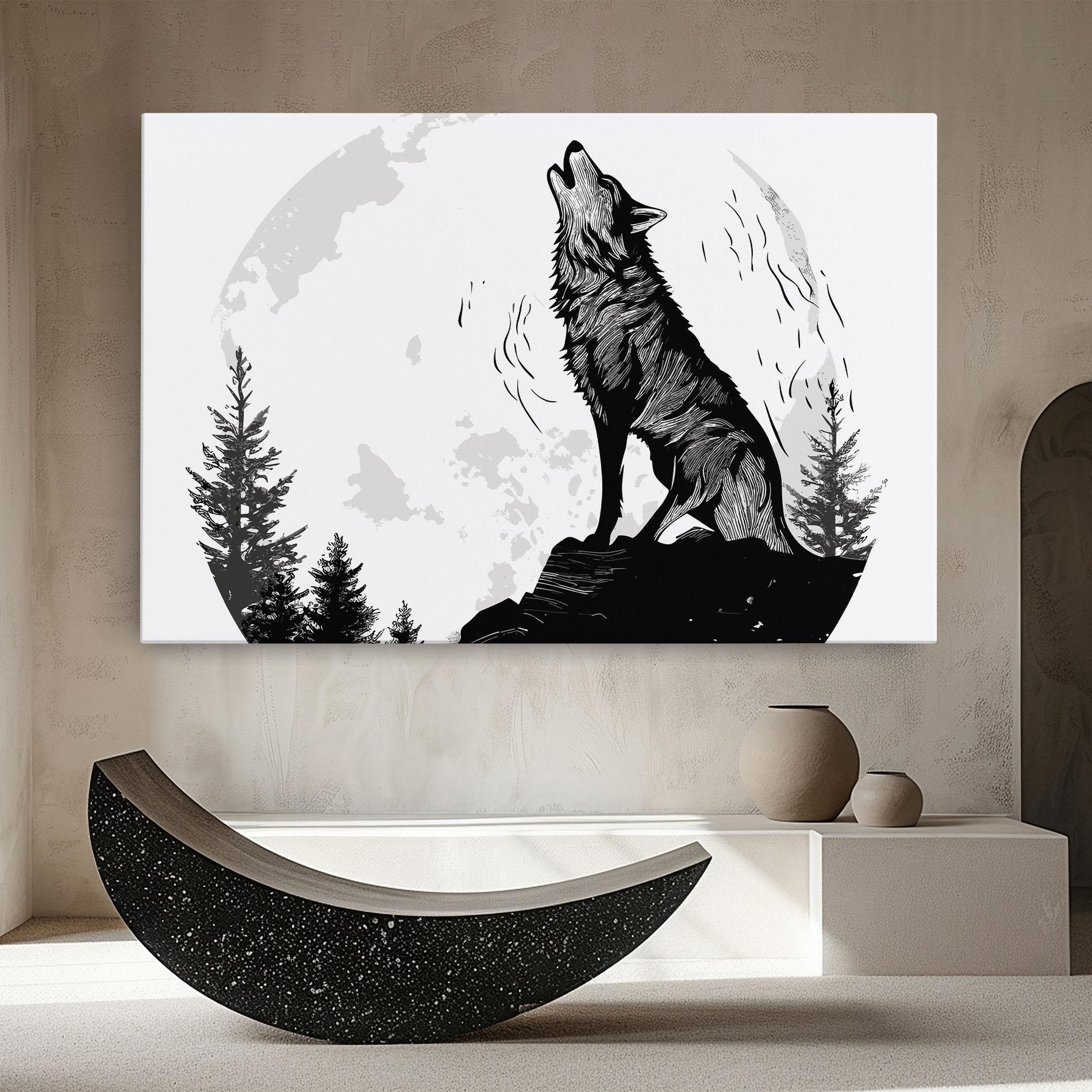 Vászonkép Grey Moon Wolf mockup 8