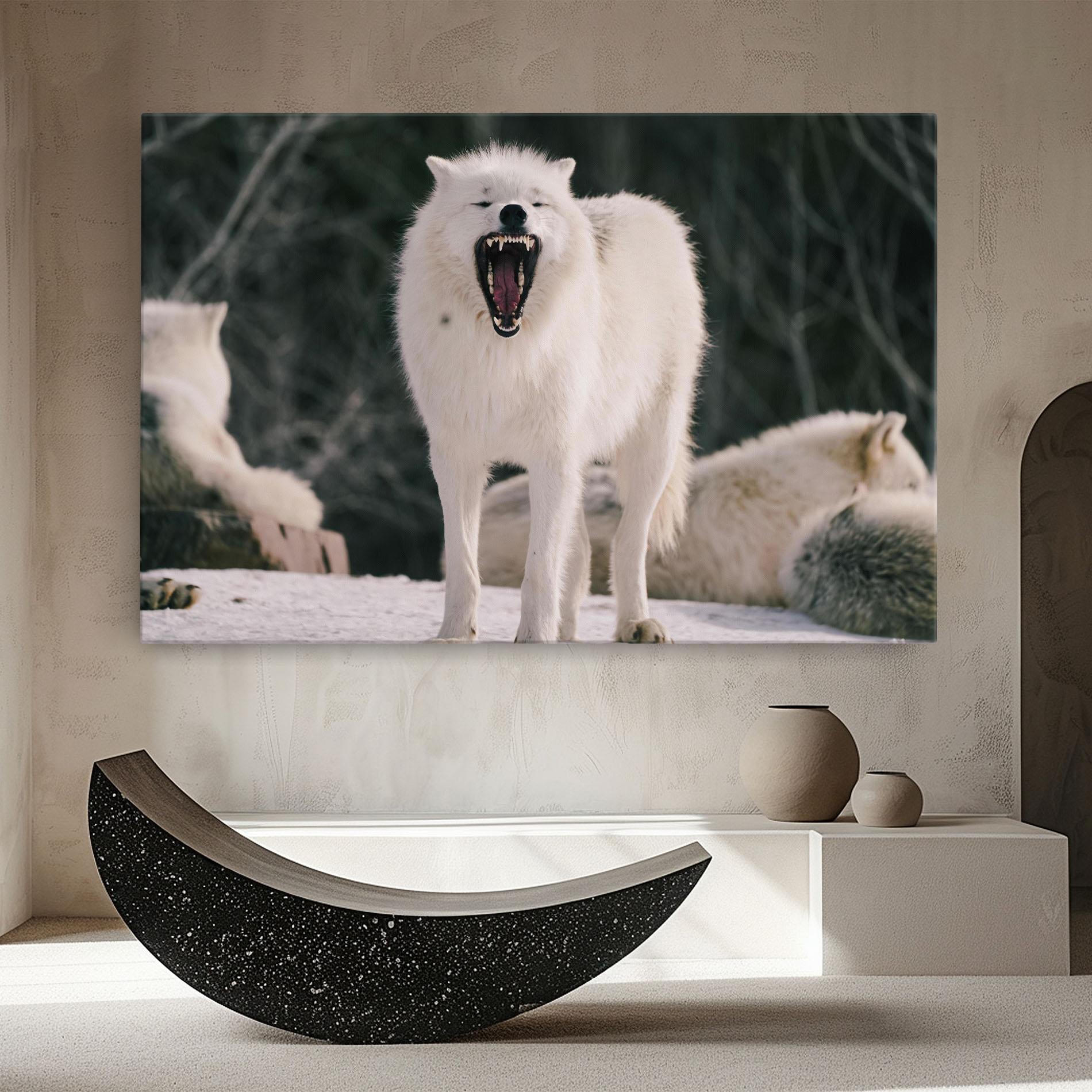 Vászonkép Laughing White Wolf mockup 8