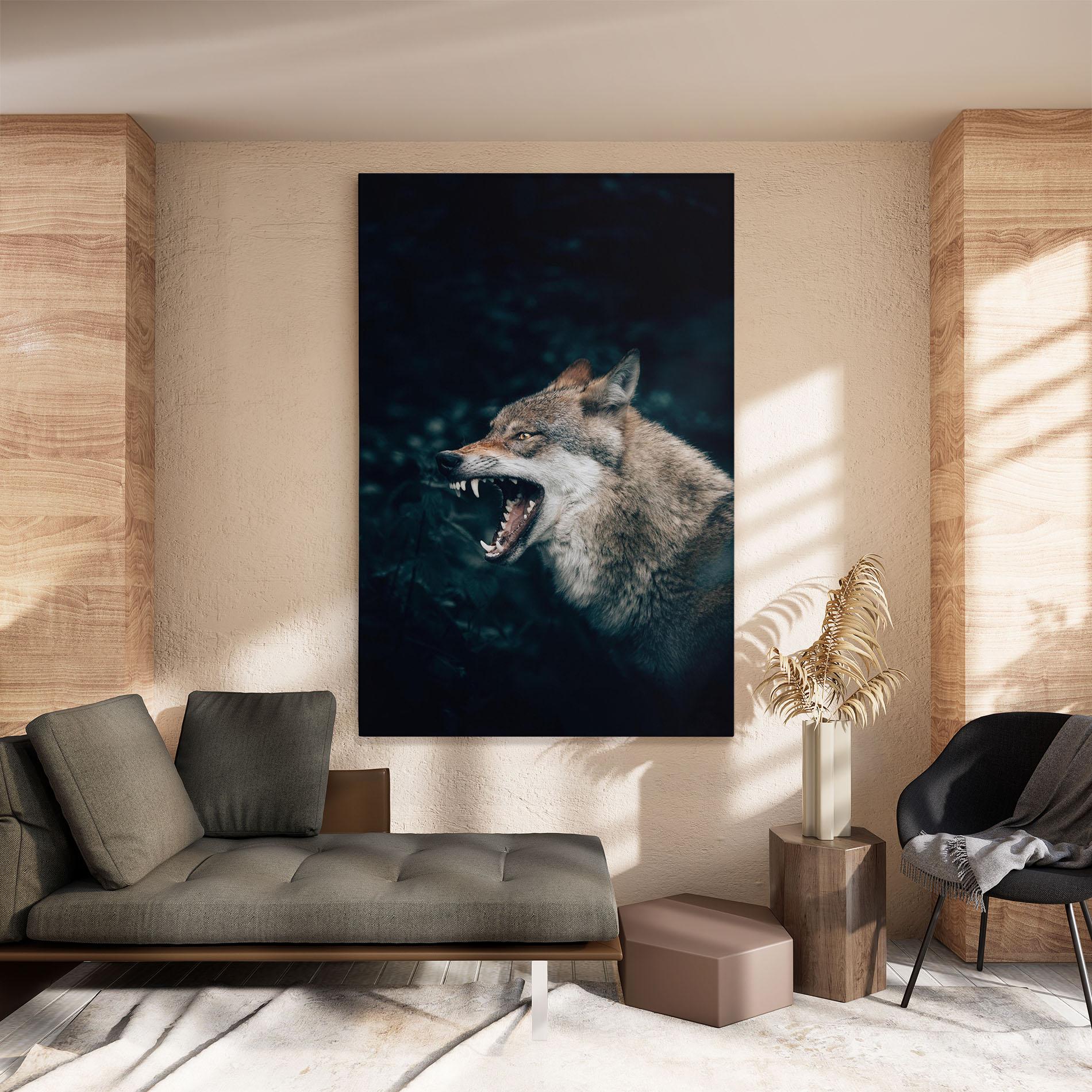 Vászonkép Angry Wolf In The Forest mockup 8