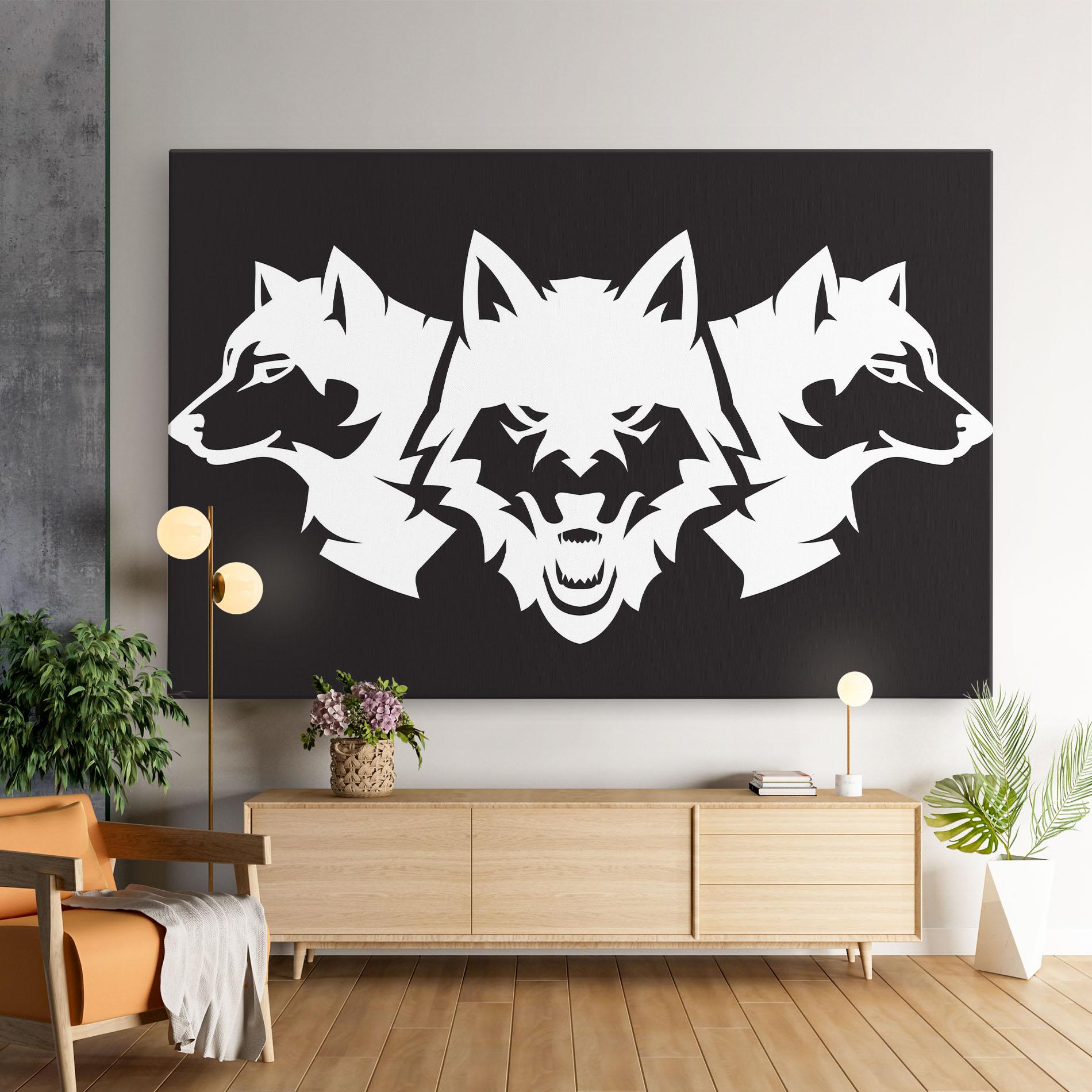 Vászonkép 3 Wolf Heads mockup 9