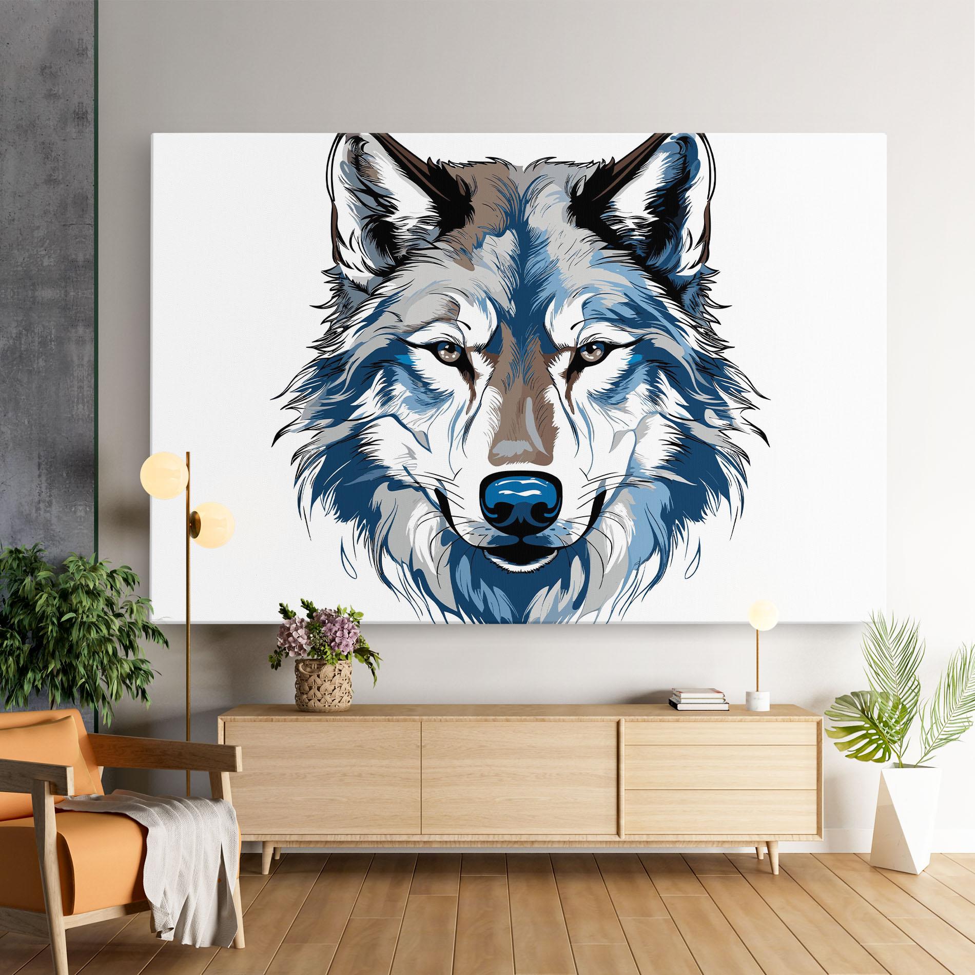 Vászonkép Blue Wolf Head mockup 9