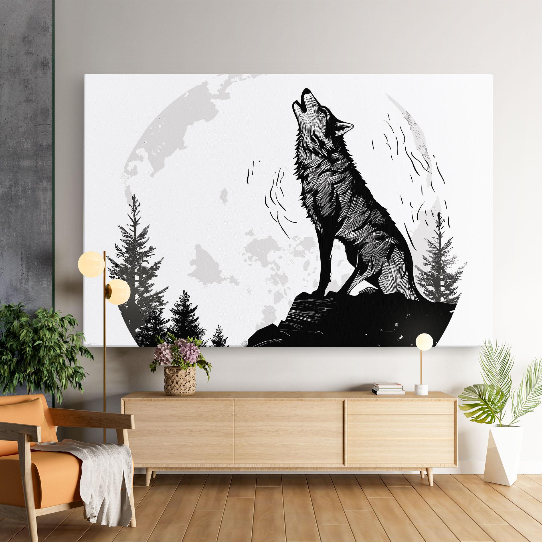 Vászonkép Grey Moon Wolf mockup 9