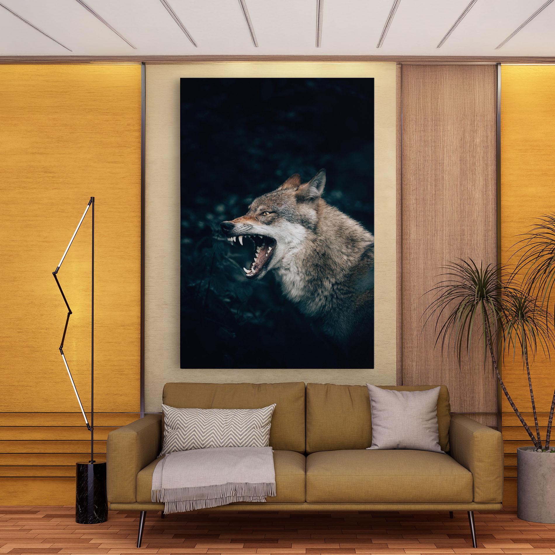 Vászonkép Angry Wolf In The Forest mockup 9
