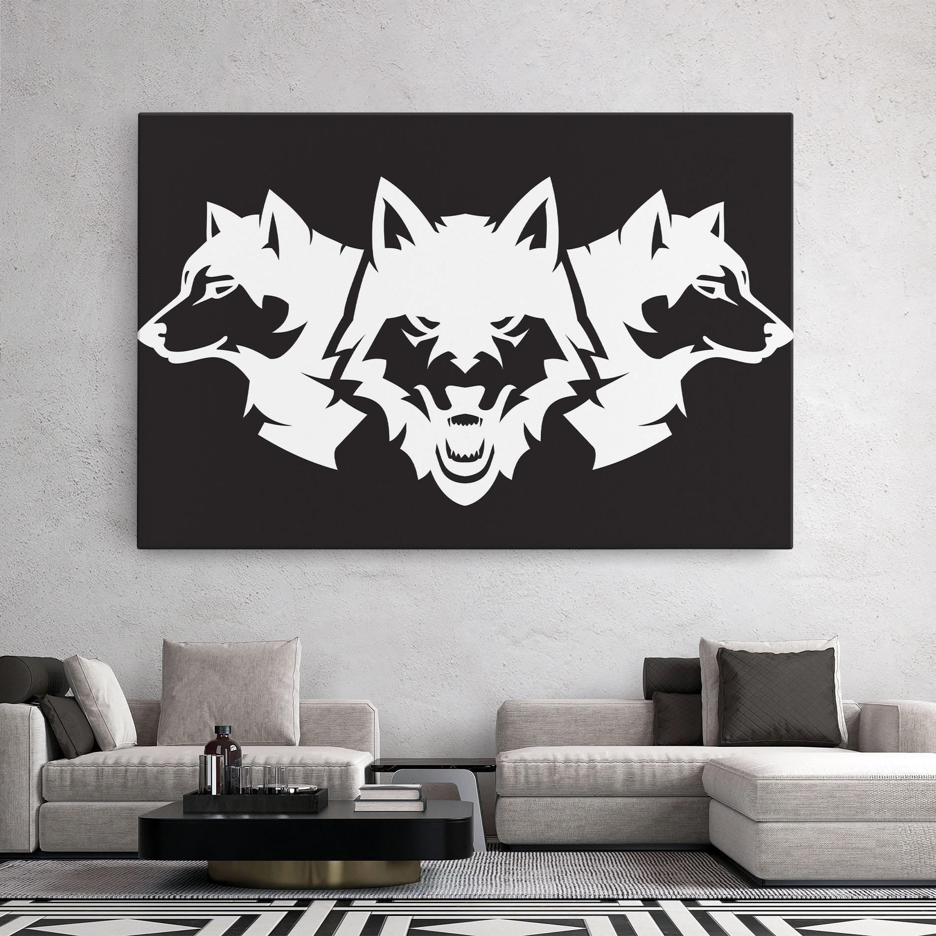 Vászonkép 3 Wolf Heads mockup 2