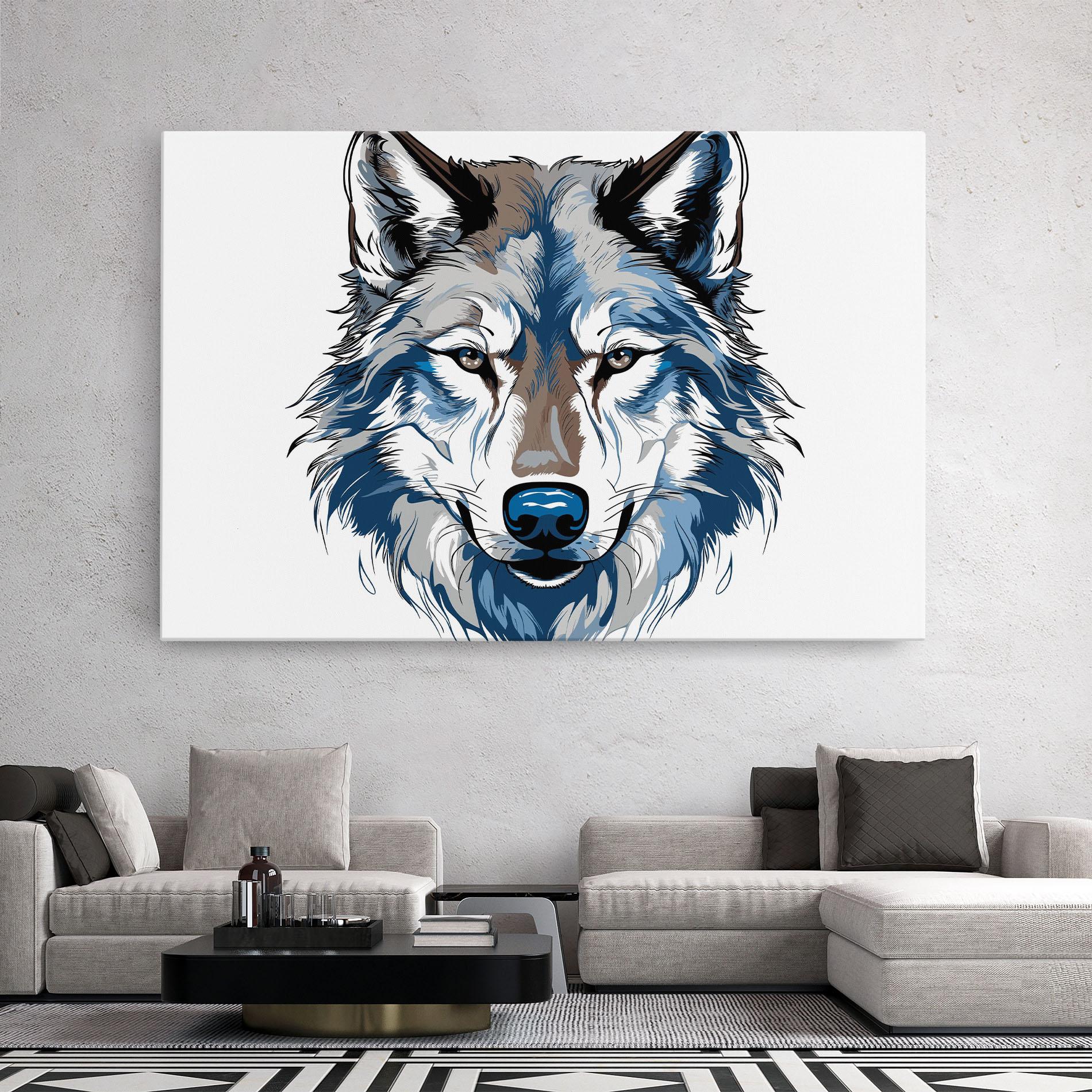 Vászonkép Blue Wolf Head mockup 2
