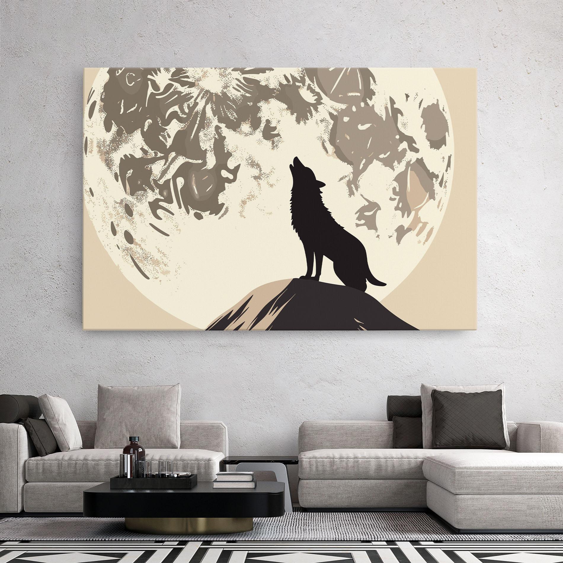 Vászonkép Cream Moon Wolf mockup 2