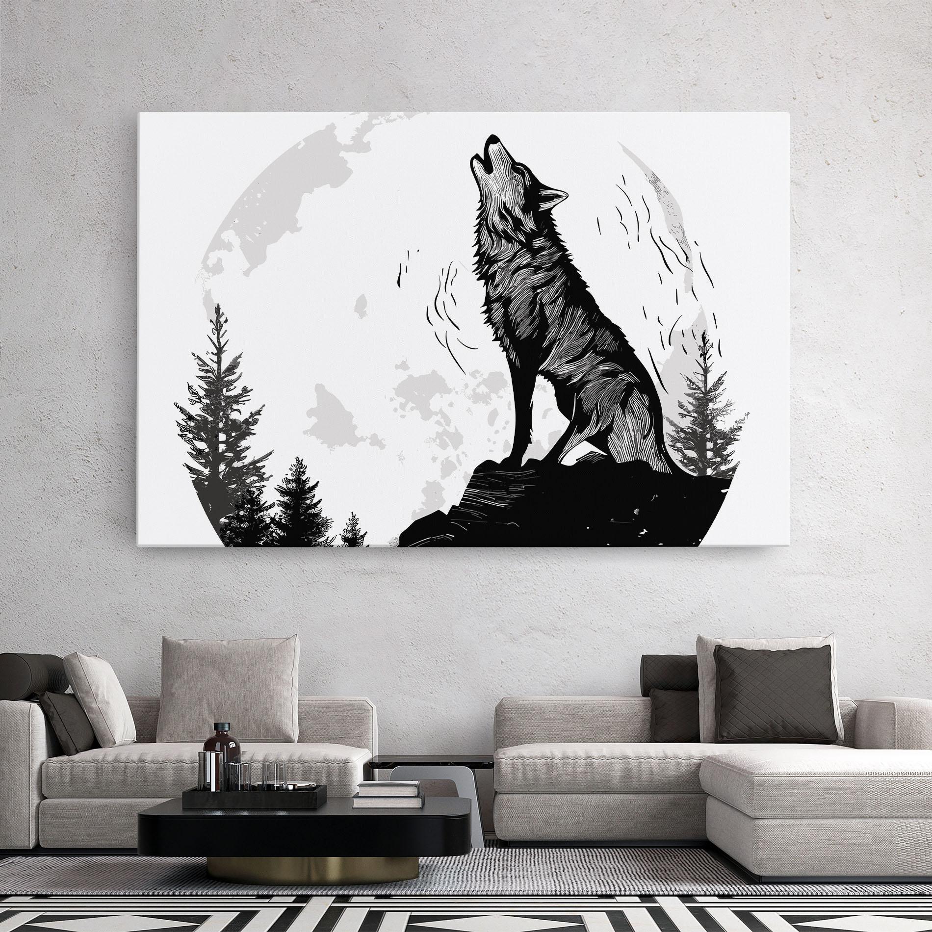 Vászonkép Grey Moon Wolf mockup 2