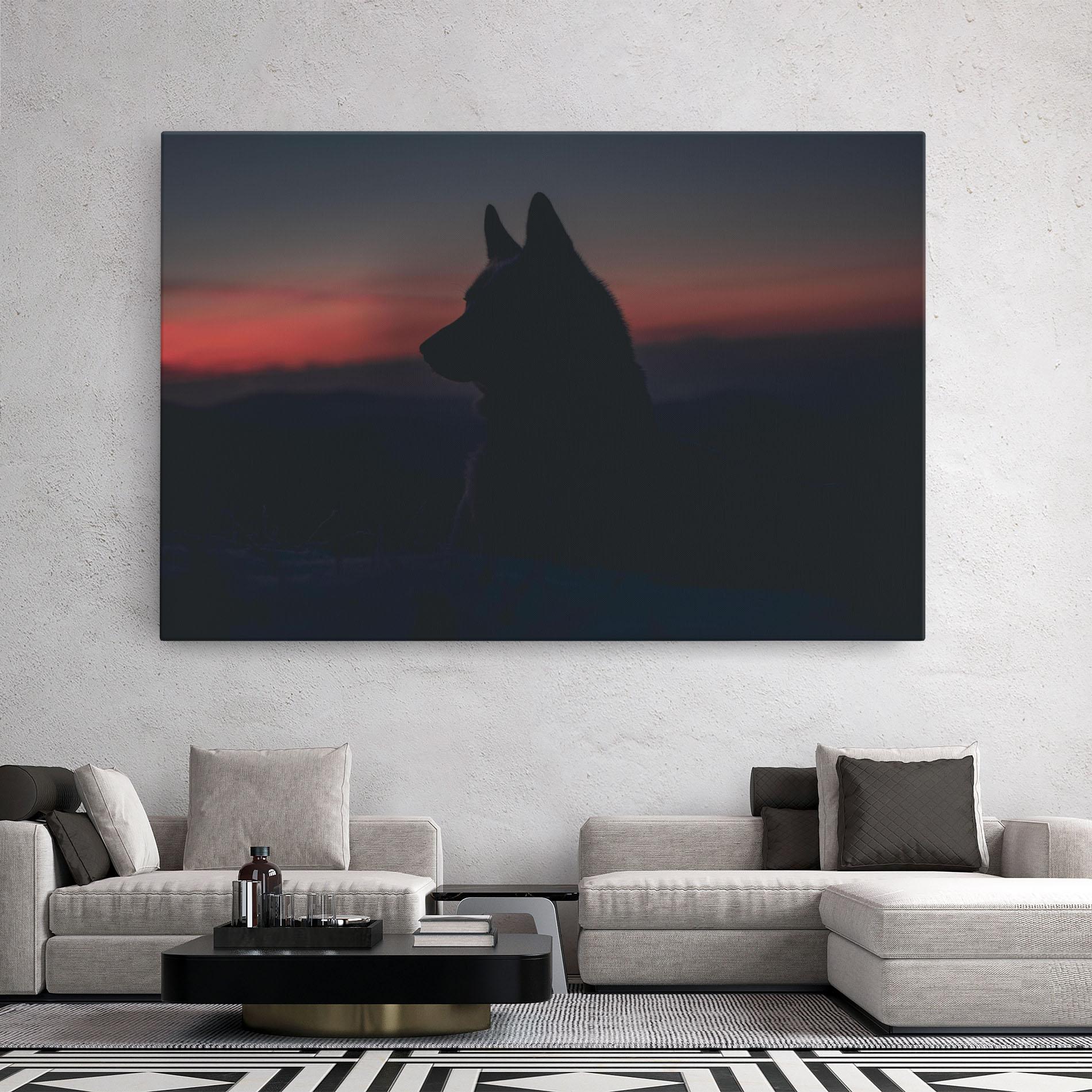 Vászonkép Wolf Shillouette mockup 2