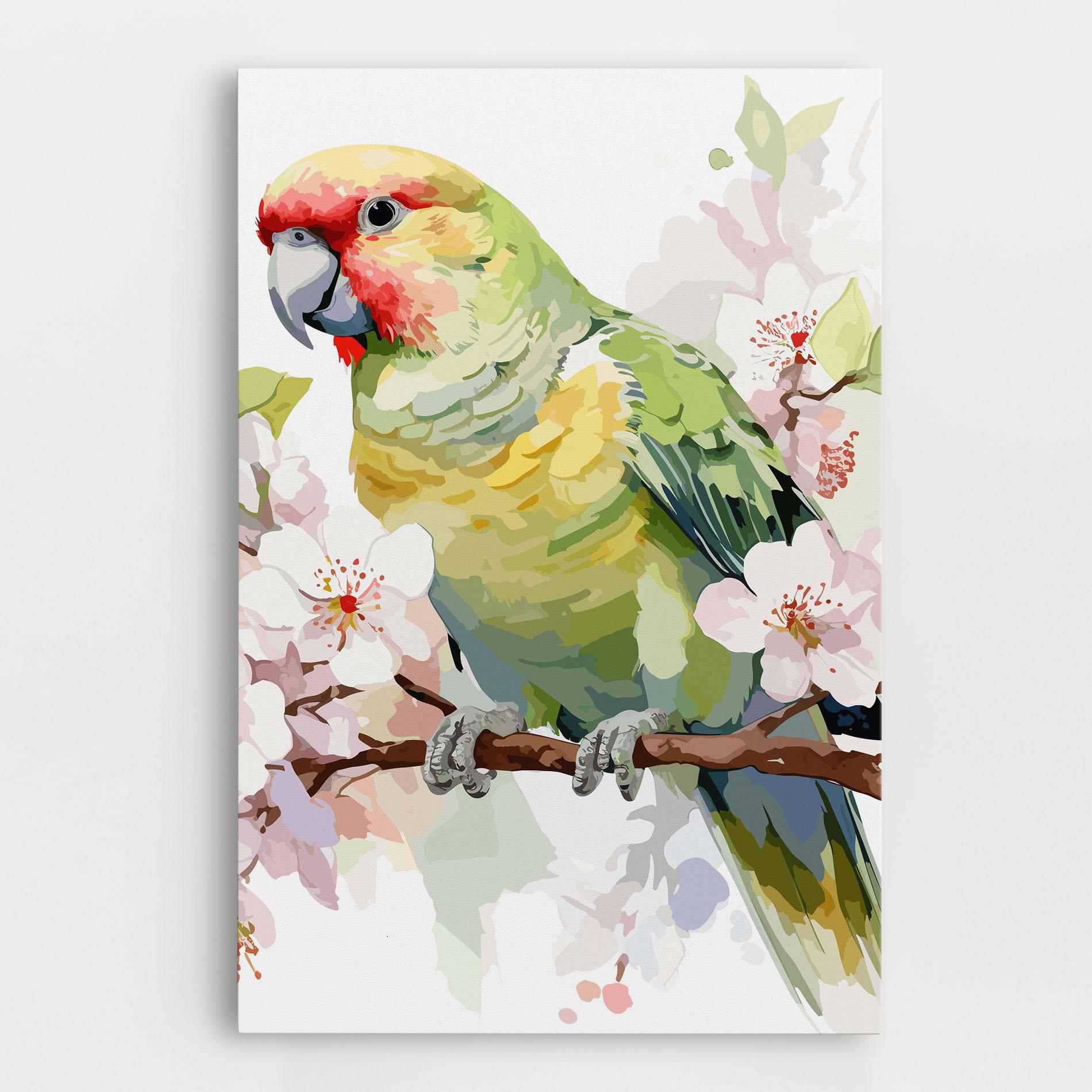 Vászonkép Cute Green Parrot mockup 0